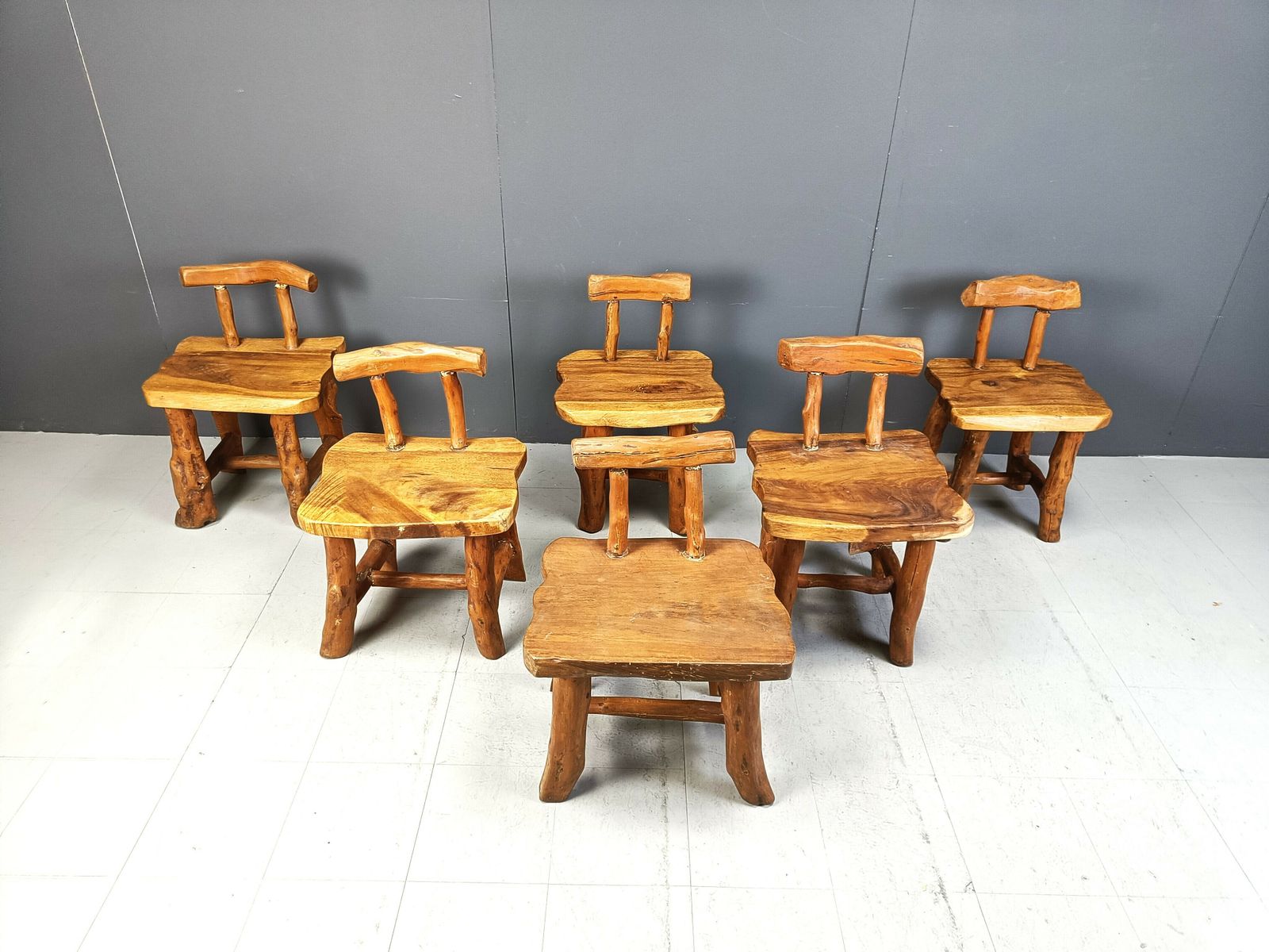 photo for sale Set Of 6 Sculptural Brutalist Dining Chairs,  Set Of 6   1960s