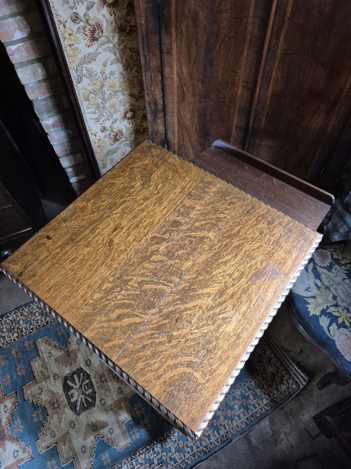 Epic Revolving Vintage Edwardian Oak Library Bookcase With Folding Reading Stand photo vintage