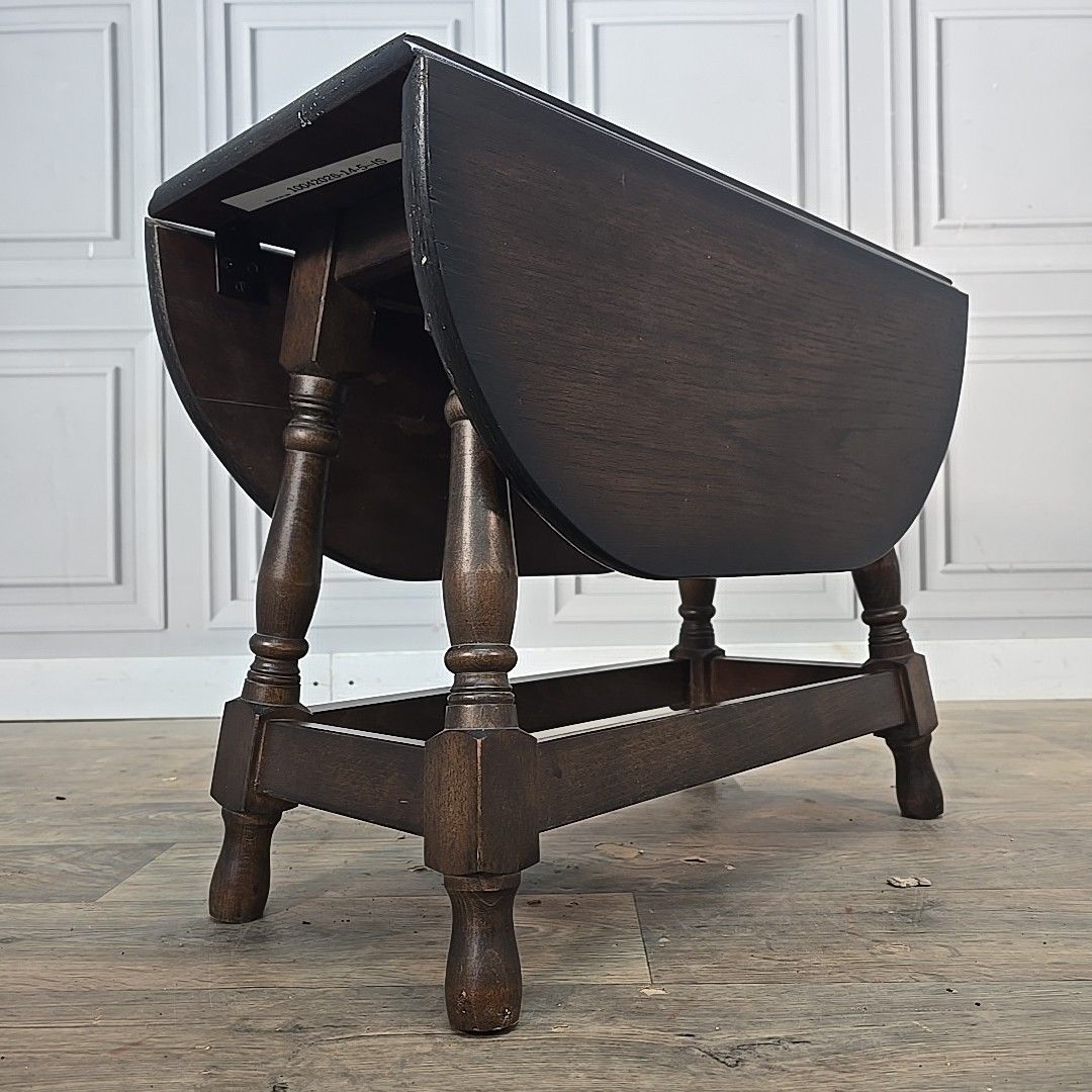 Vintage Drop Leaf Table Oak Turn Top Coffee Occasional Side Table Retro Wooden