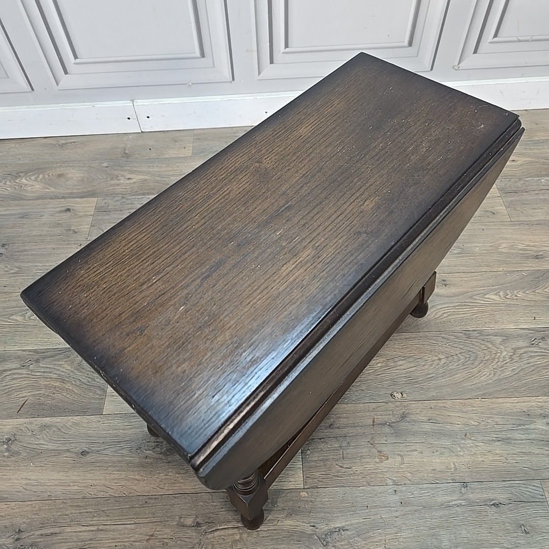 Vintage Drop Leaf Table Oak Turn Top Coffee Occasional Side Table Retro Wooden photo Furniture