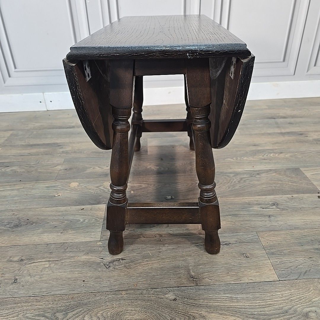 Vintage Drop Leaf Table Oak Turn Top Coffee Occasional Side Table Retro Wooden photo 70.0