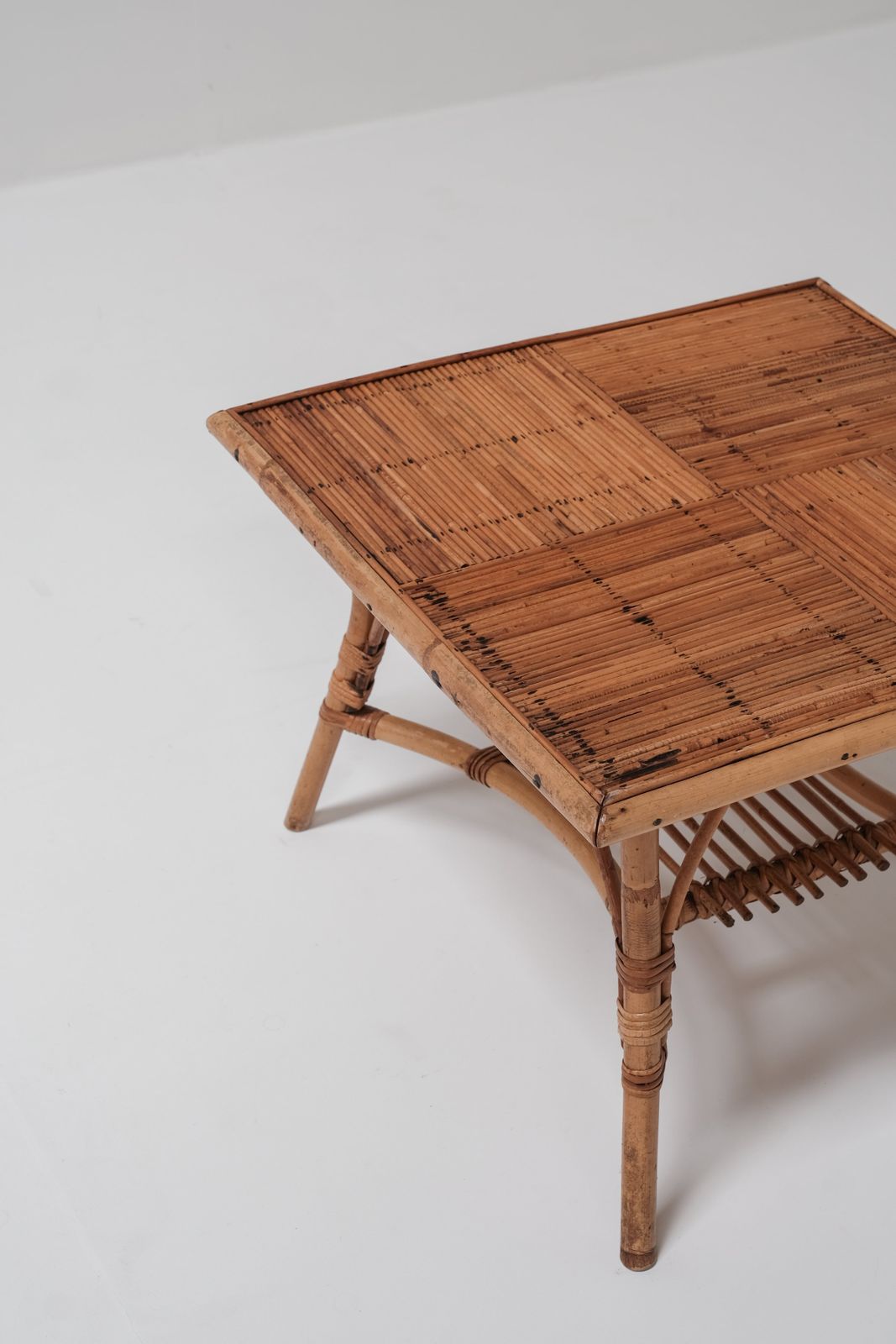 Square Vintage Rattan Side Table photo Furniture