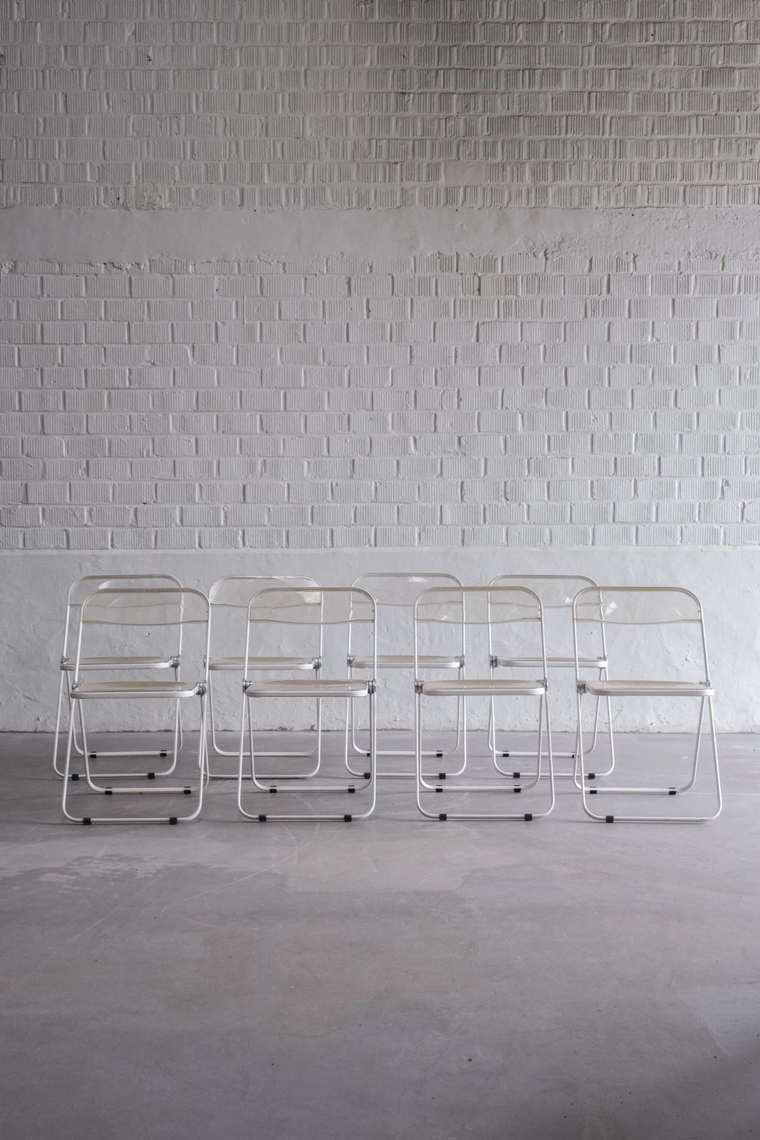 photo for sale Set Of 8 Plia Folding Chairs By Giancarlo Piretti For Castelli '60