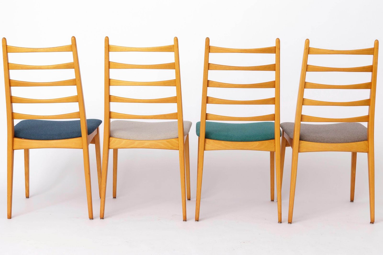 Set Of 8 Vintage Dining Chairs, Wenzel Germany 1970s, Beech Wood, Mid Century Modern photo 1872.0