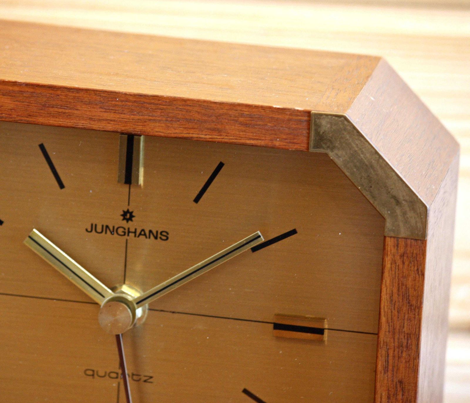 Vintage Junghans Mantel Clock   18cm Wooden Retro German Mid Century Style Bauhaus 70s Desk Clock Off The Wall Clocks photo for sale