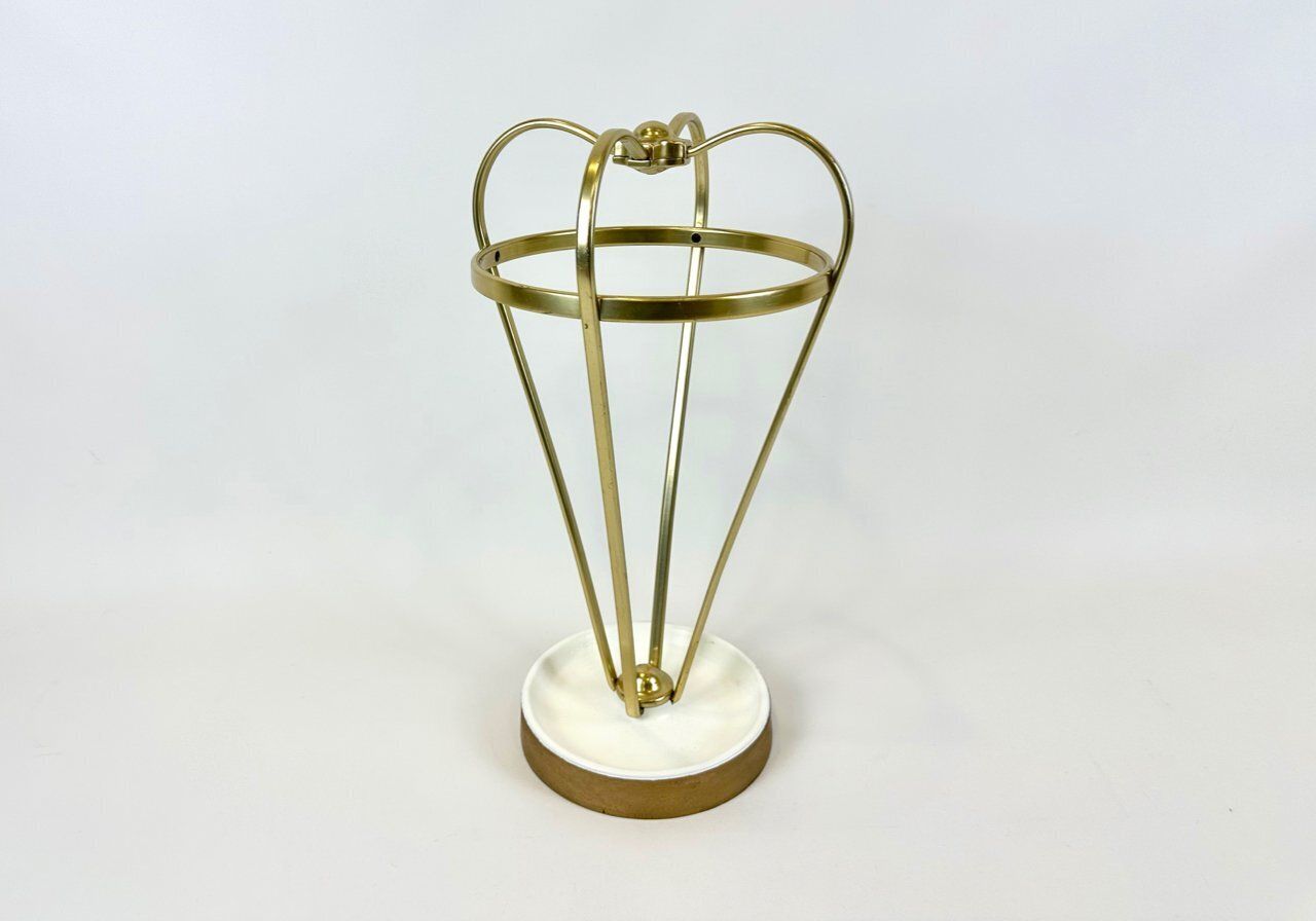 Mid Century Modern Austrian Aluminium And Brass Umbrella Stand, 1960s