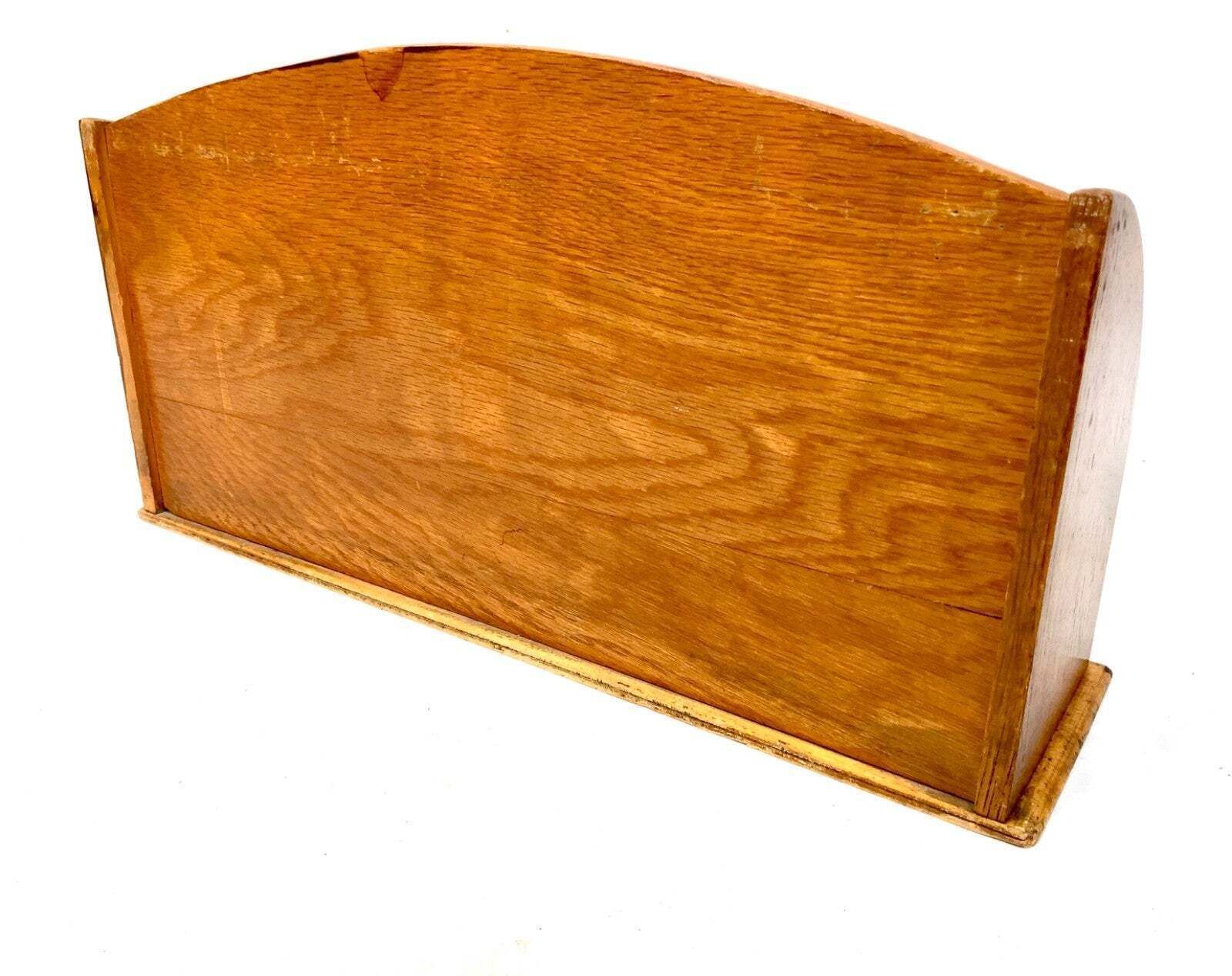 Antique Wooden Oak Desktop Letter Rack Stationery Holder Mid 20th Century 1950s photo 65.0