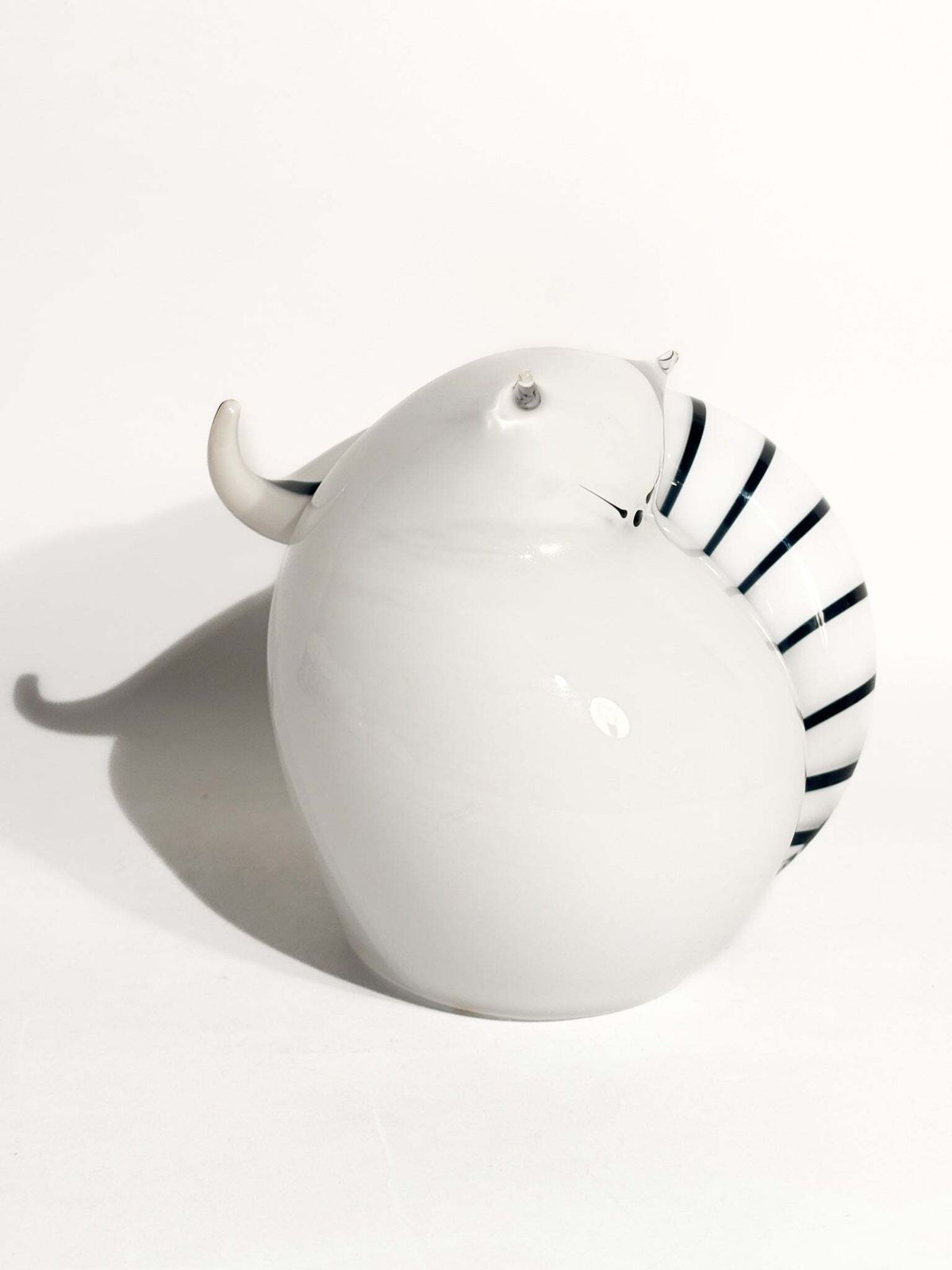 Seguso 1990s Black And White Murano Glass Cat Sculpture photo for sale