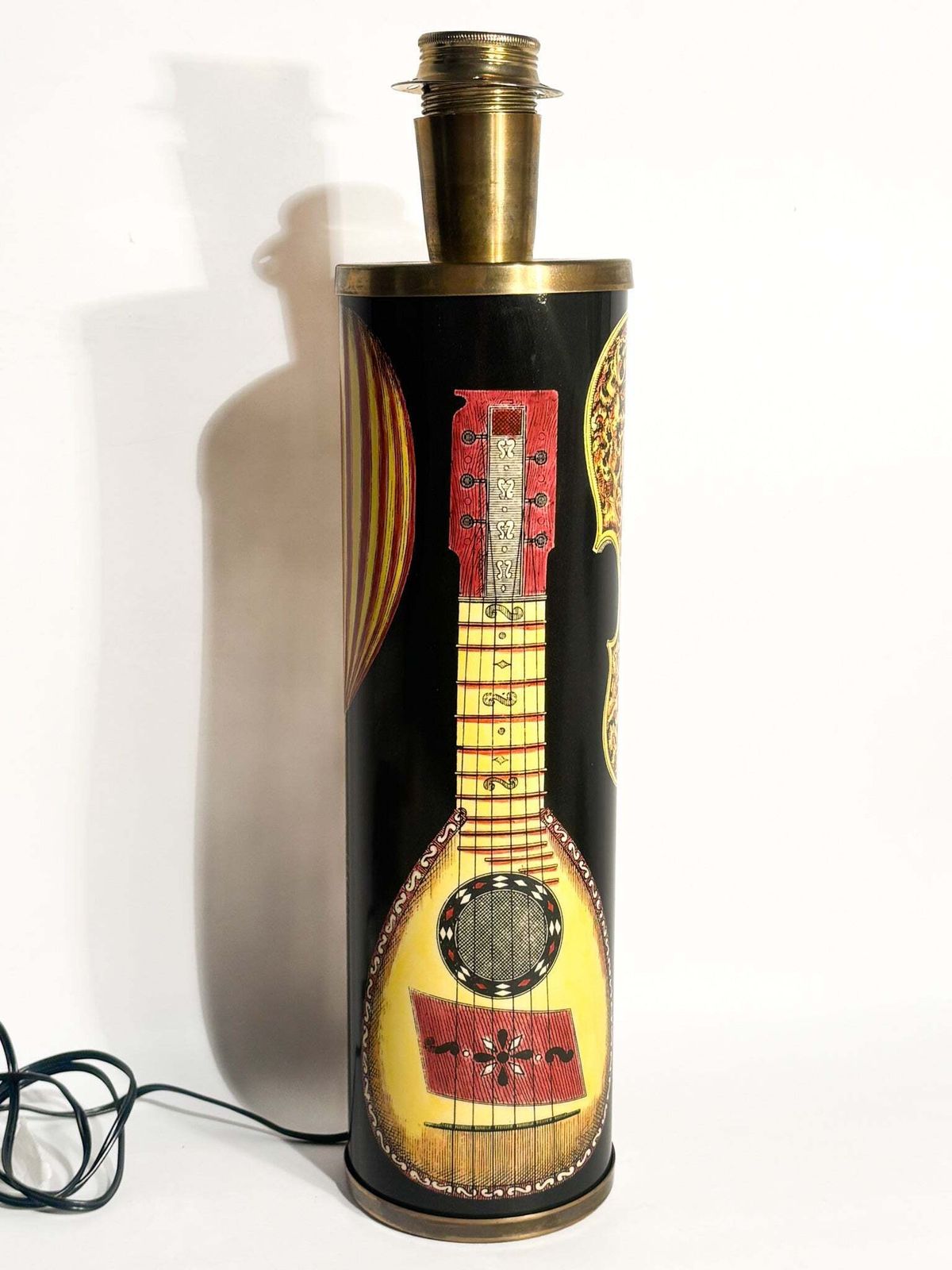 Pair Of Cylindrical Lamps With Musical Instruments By Piero Fornasetti, 1950s photo furniture