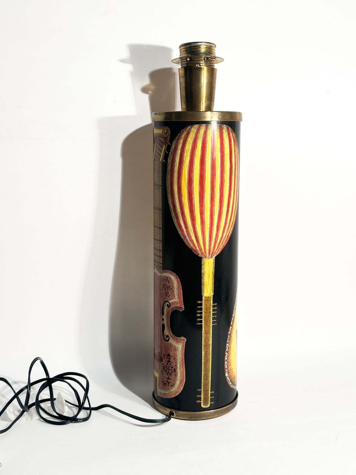 Pair Of Cylindrical Lamps With Musical Instruments By Piero Fornasetti, 1950s photo 3555.0