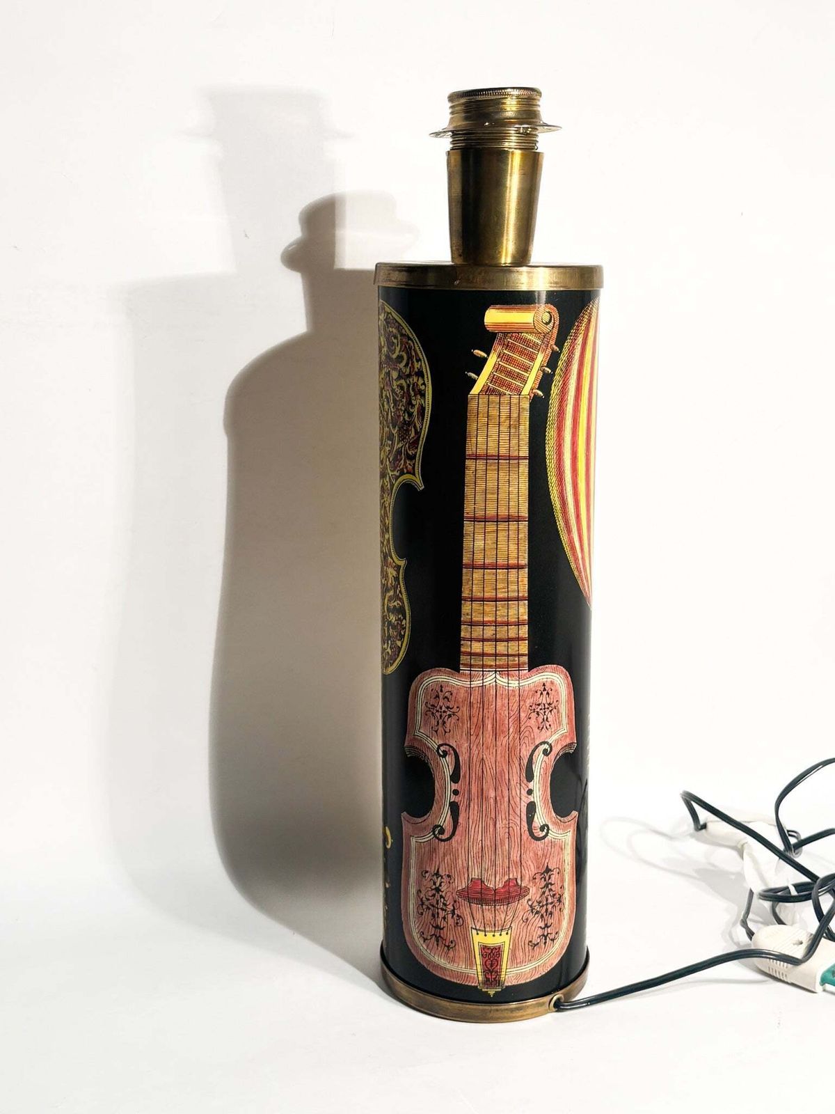 Pair Of Cylindrical Lamps With Musical Instruments By Piero Fornasetti, 1950s photo buy