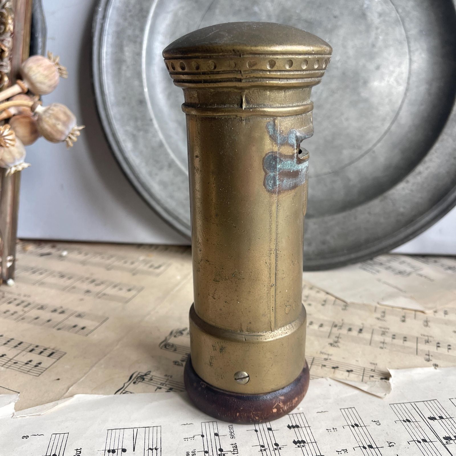 Vintage Brass Post Office Box Money Bank   Desk Decor Greycatbrocante      5 Out Of 5 Stars photo Home Decor
