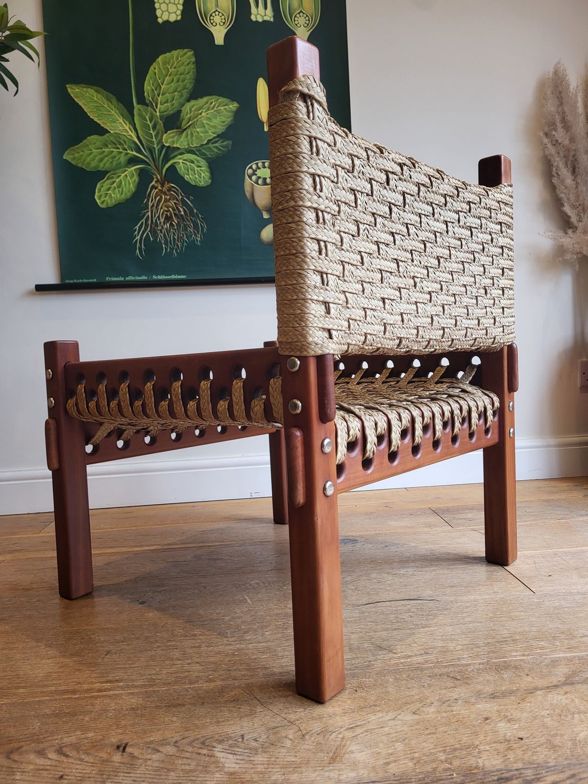 Furniture Mid Century Woven Safari Chair photo