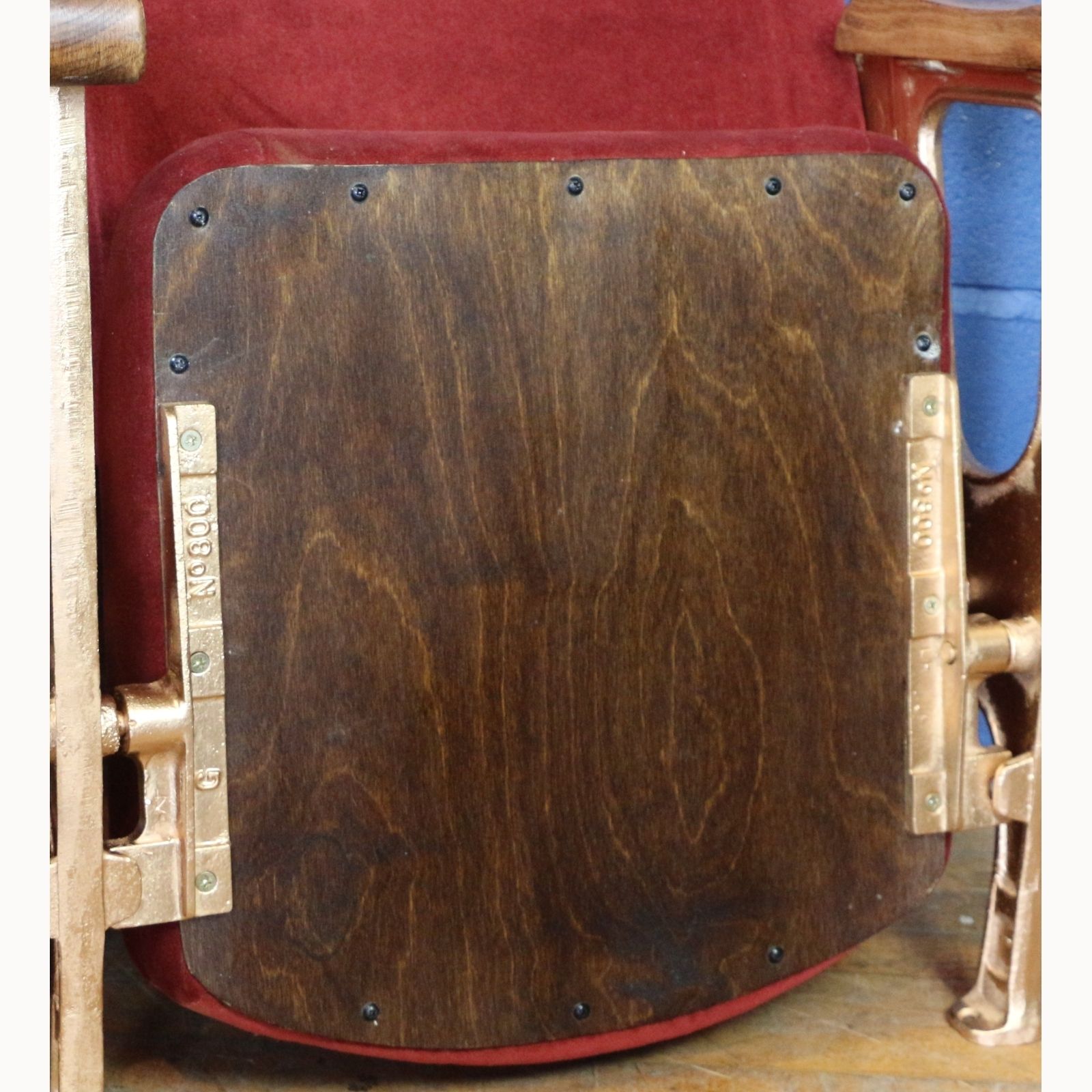 A Pair Of Art Deco C1930s Cinema Theatre Seats Maroon Velvet photo vinterior