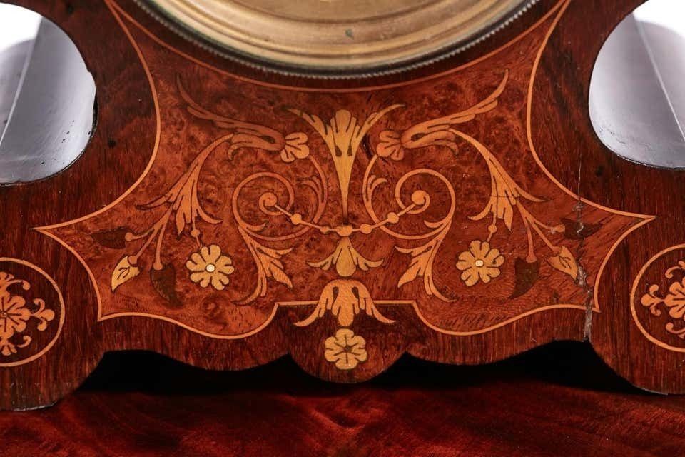 19th Century French Antique Rosewood Marquetry Inlaid 8 Day Mantel Clock photo 1005.0