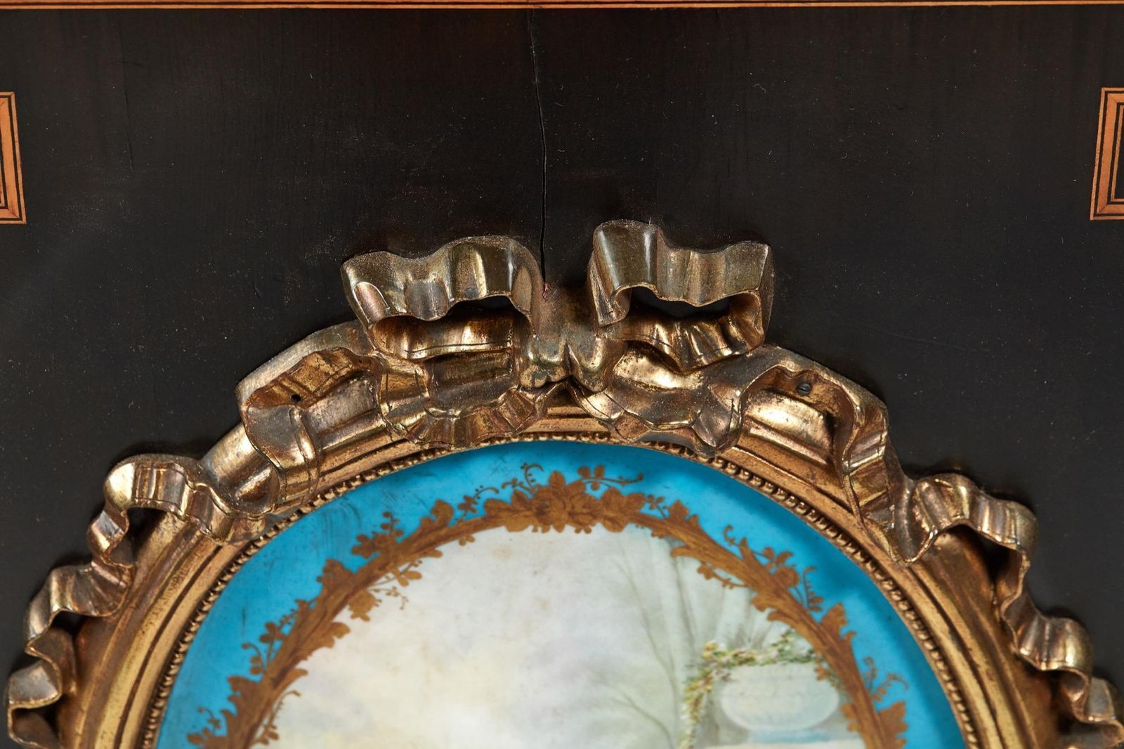 Fine French Antique Ebonised And Amboyna Credenza With Large Sevres Style Plaque photo vinterior