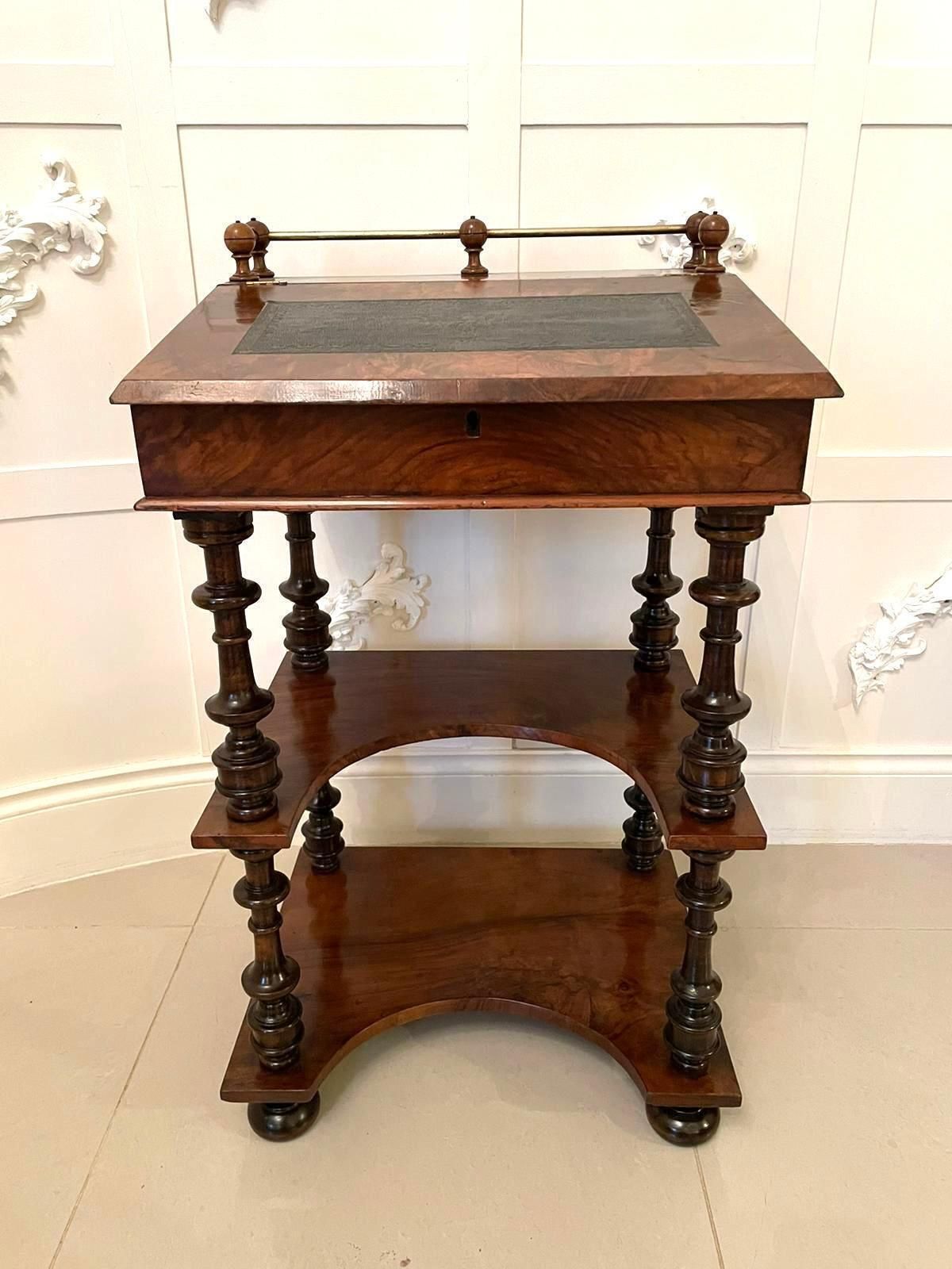 19th Century Victorian Antique Free Standing Walnut Ladies Davenport