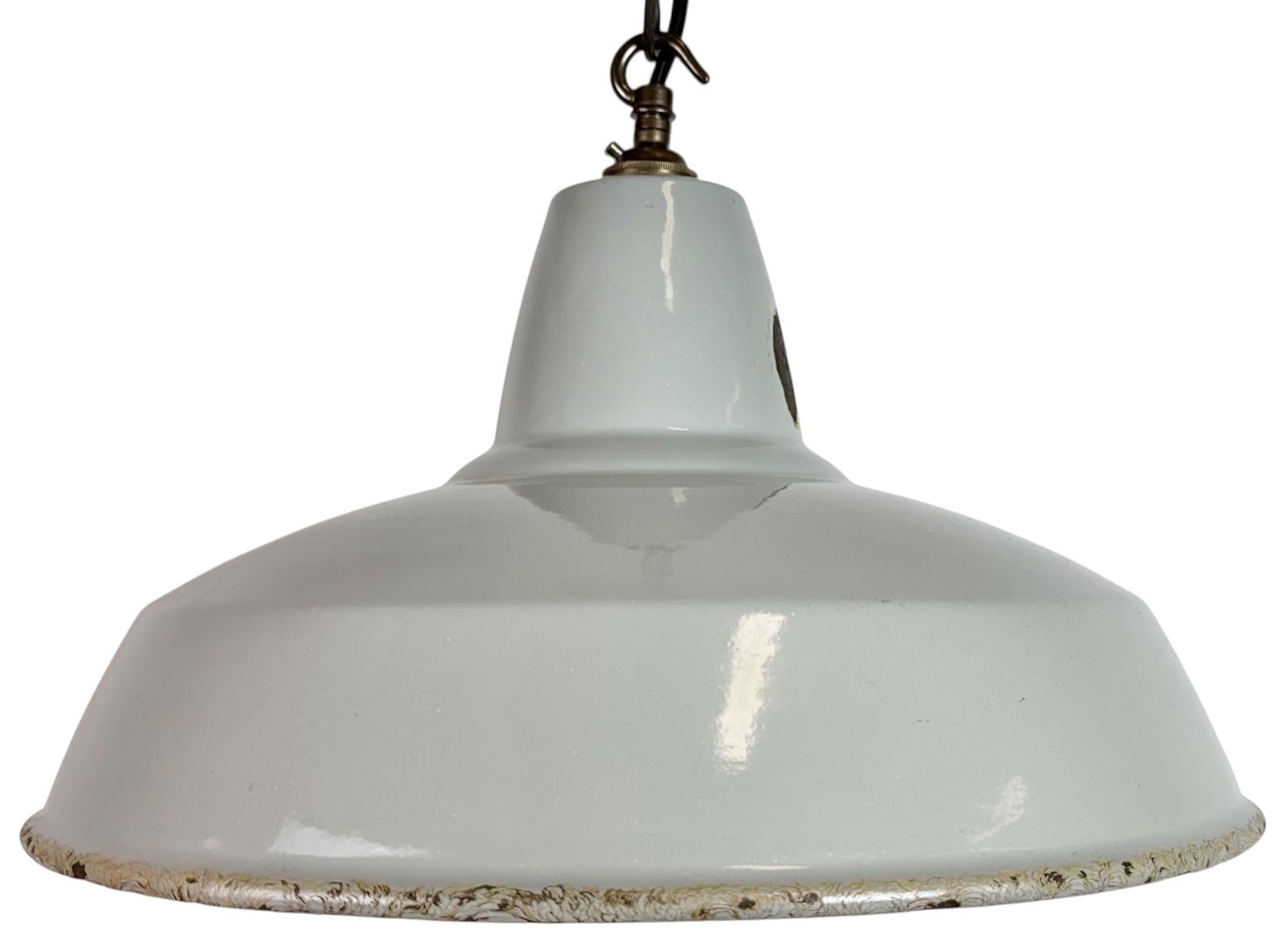 Industrial Grey Enamel Factory Pendant Lamp From Thorlux, 1960s, 6x
