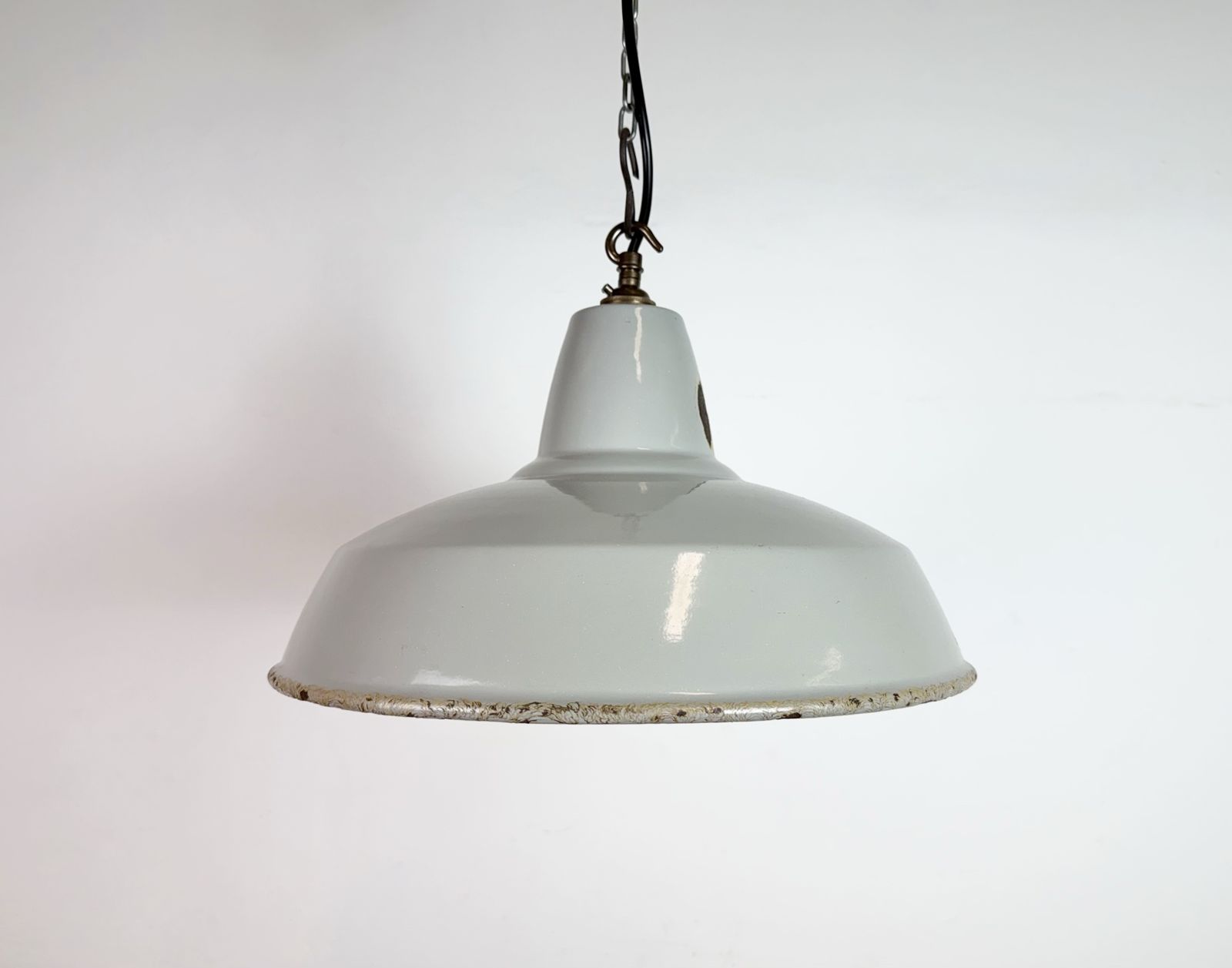 Industrial Grey Enamel Factory Pendant Lamp From Thorlux, 1960s, 6x photo furniture