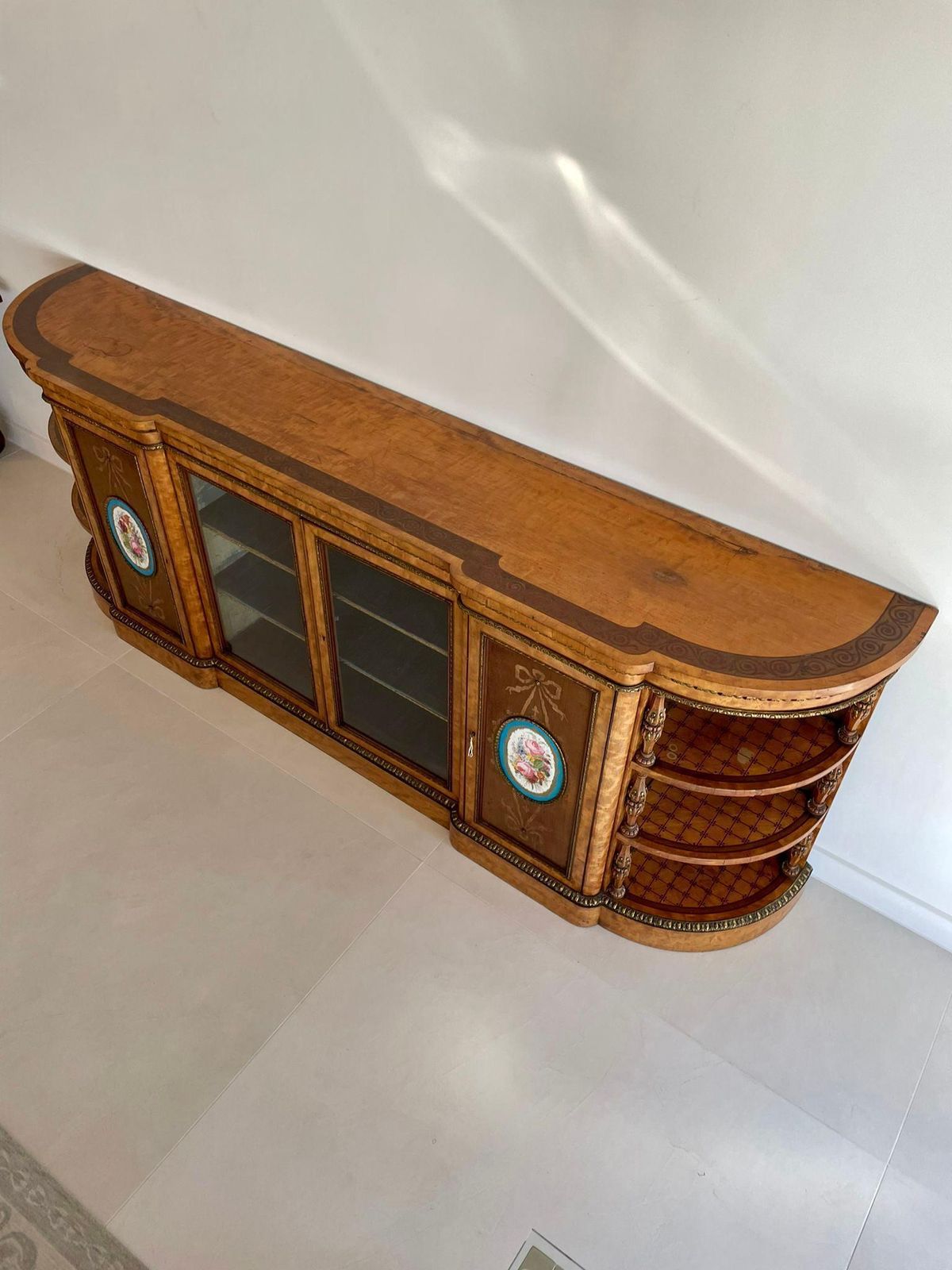 Magnificent Exhibition Quality Large Satinwood Inland & Ormolu Mounted Credenza/Sideboard photo buy