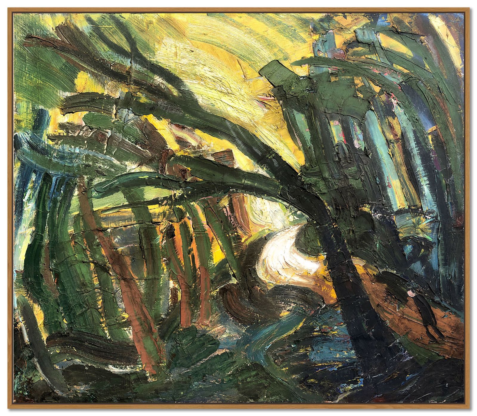 Large Intense Semi Abstract 1970s English Oil Painting