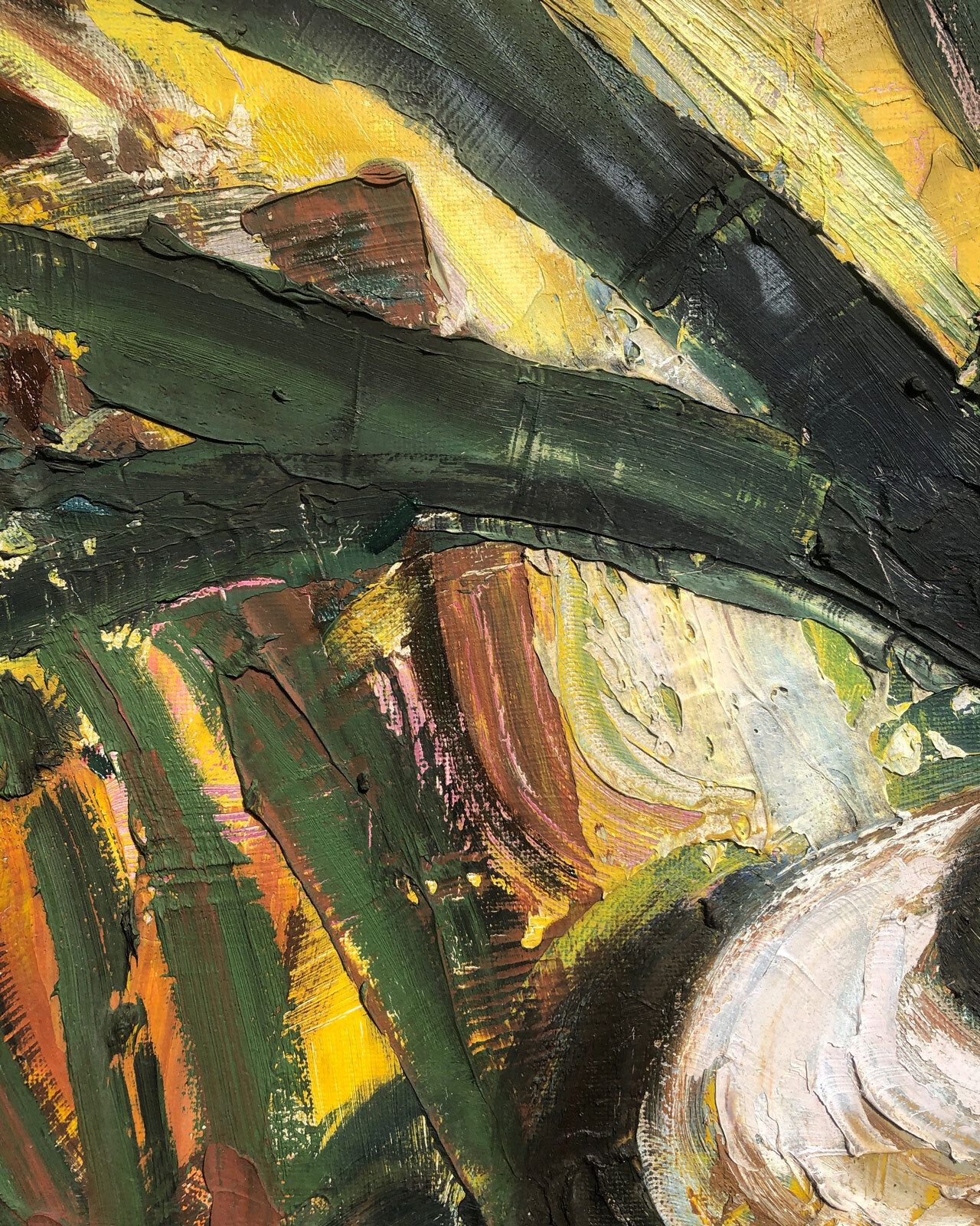 Large Intense Semi Abstract 1970s English Oil Painting photo for sale