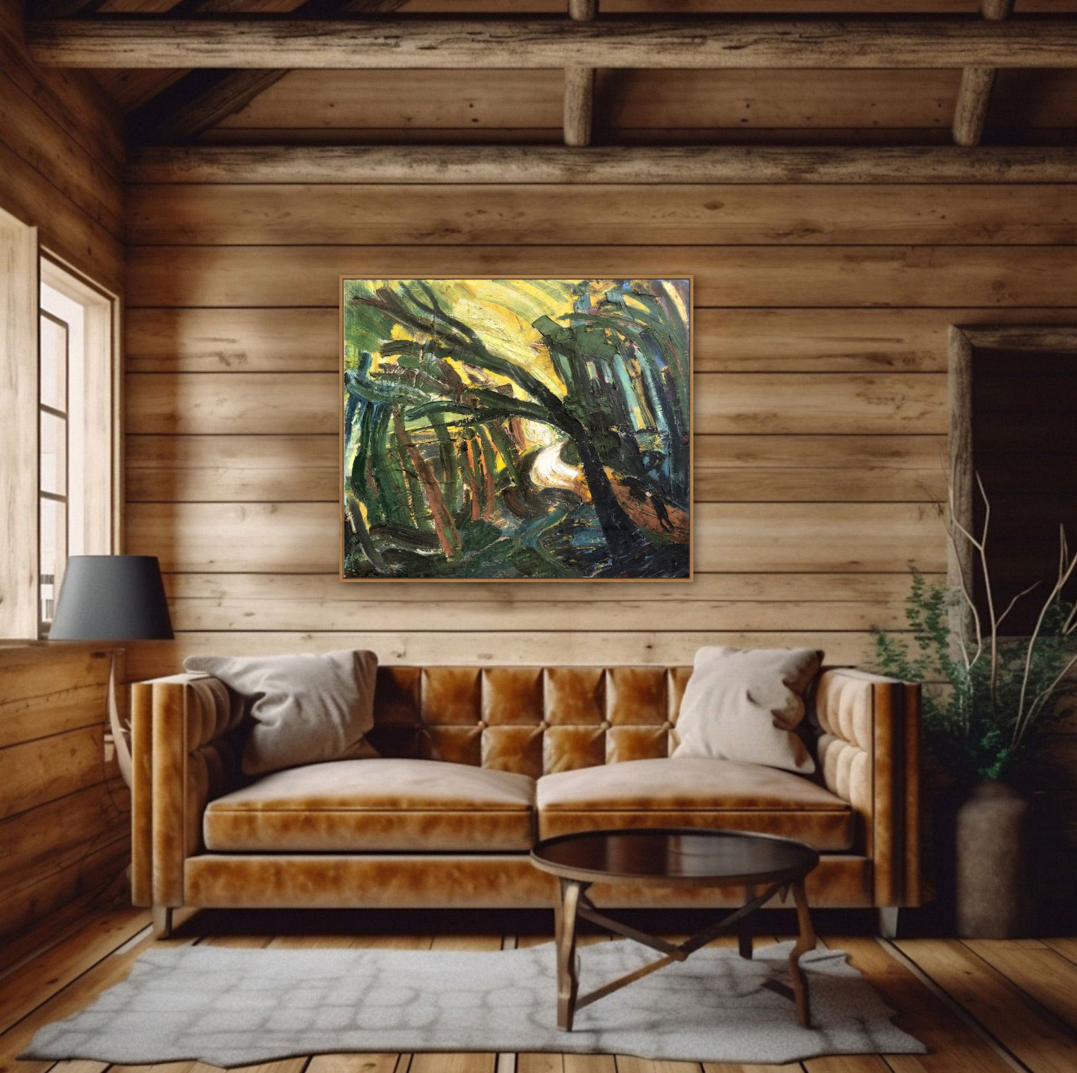 Large Intense Semi Abstract 1970s English Oil Painting photo vinterior
