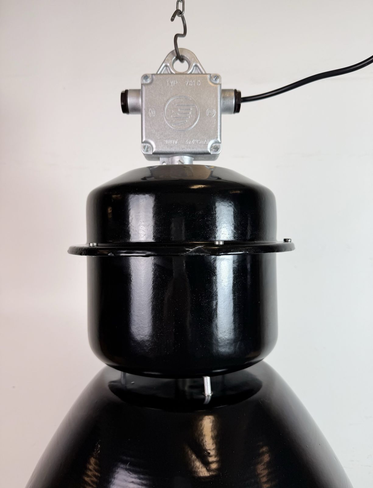 Large Black Industrial Factory Pendant Lamp From Elektrosvit, 1960s, 4x photo Lighting