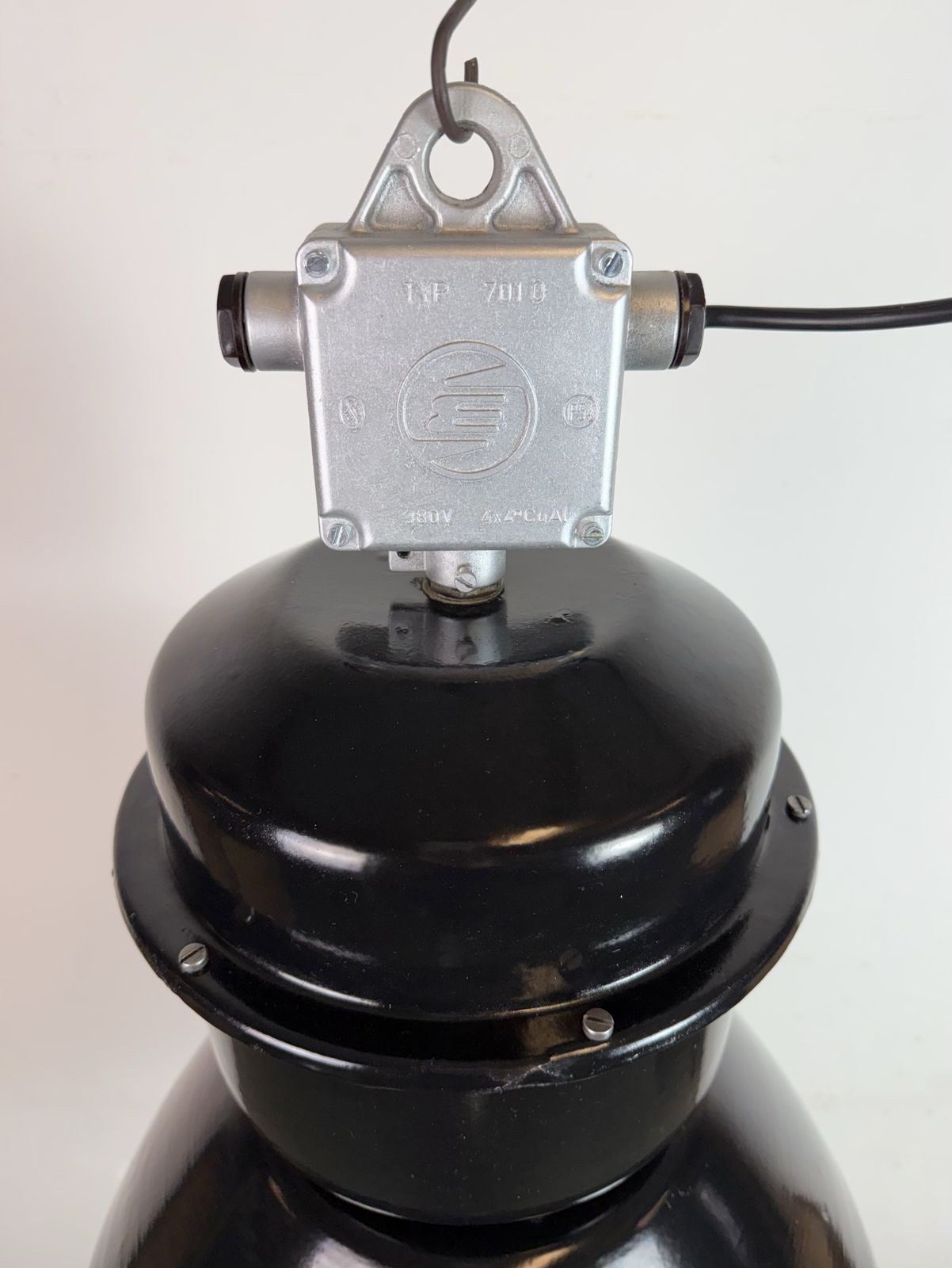 Large Black Industrial Factory Pendant Lamp From Elektrosvit, 1960s, 4x photo vintage