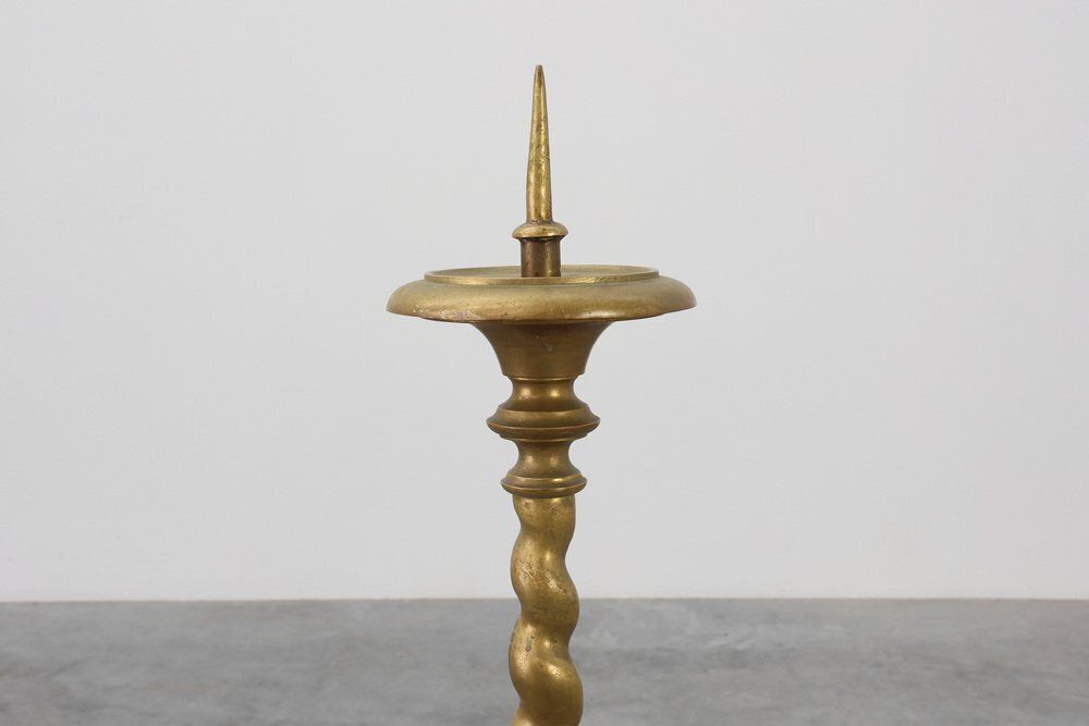 Large 19th Century Copper Church Candleholder, France photo for sale