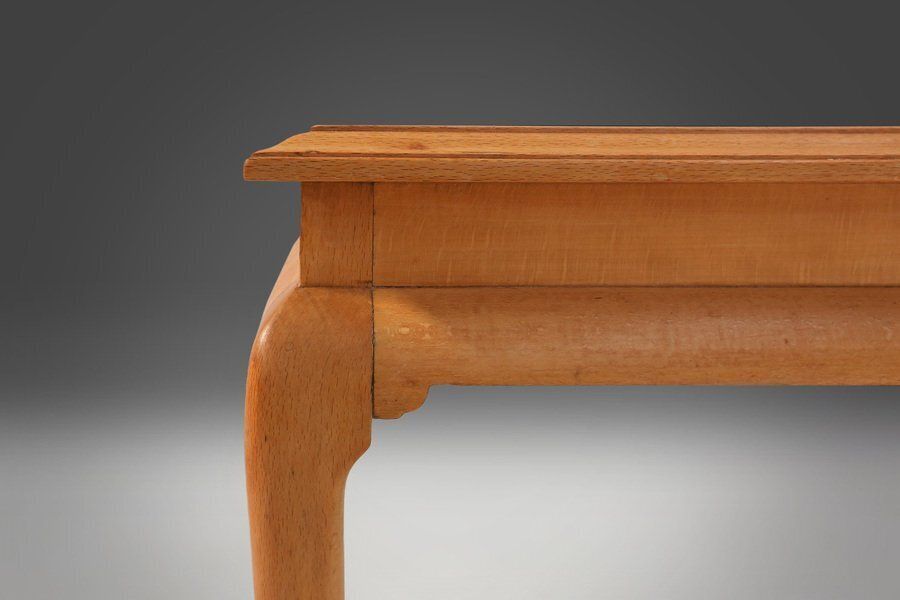 Side Table In Beech With Lace Inlay And Glass Top, France, 1950s photo vinterior