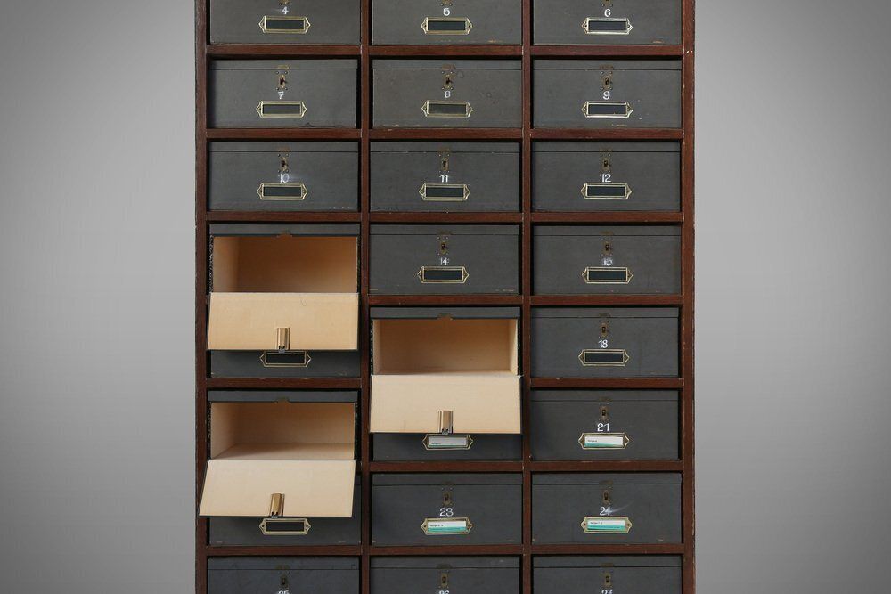 Industrial Filing Cabinet In Wood, Belgium, 1920s photo 1566.0
