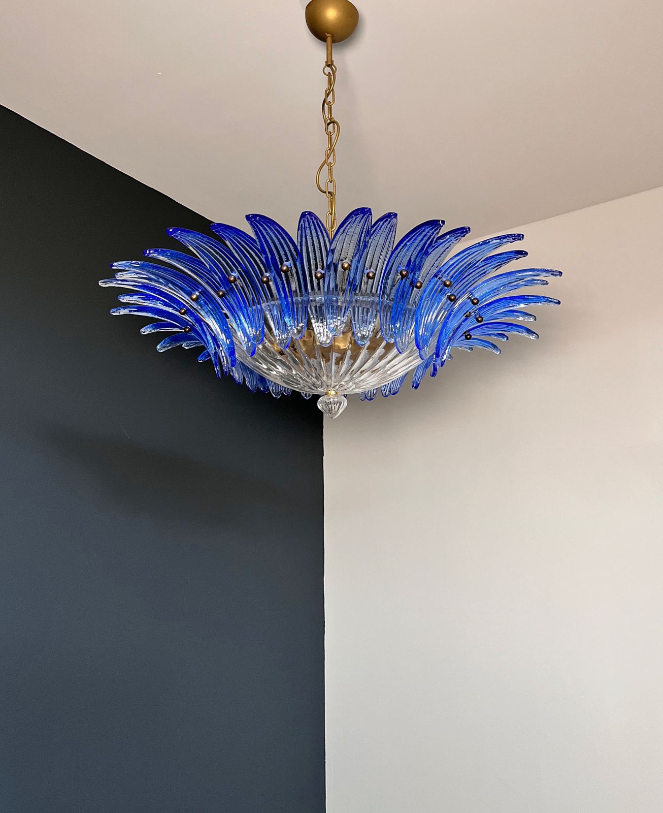 Murano Chandelier Original Palmette, Blue Glasses photo buy