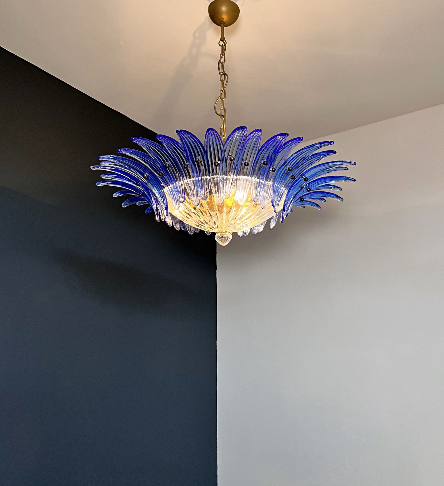 photo vinterior Murano Chandelier Original Palmette, Blue Glasses