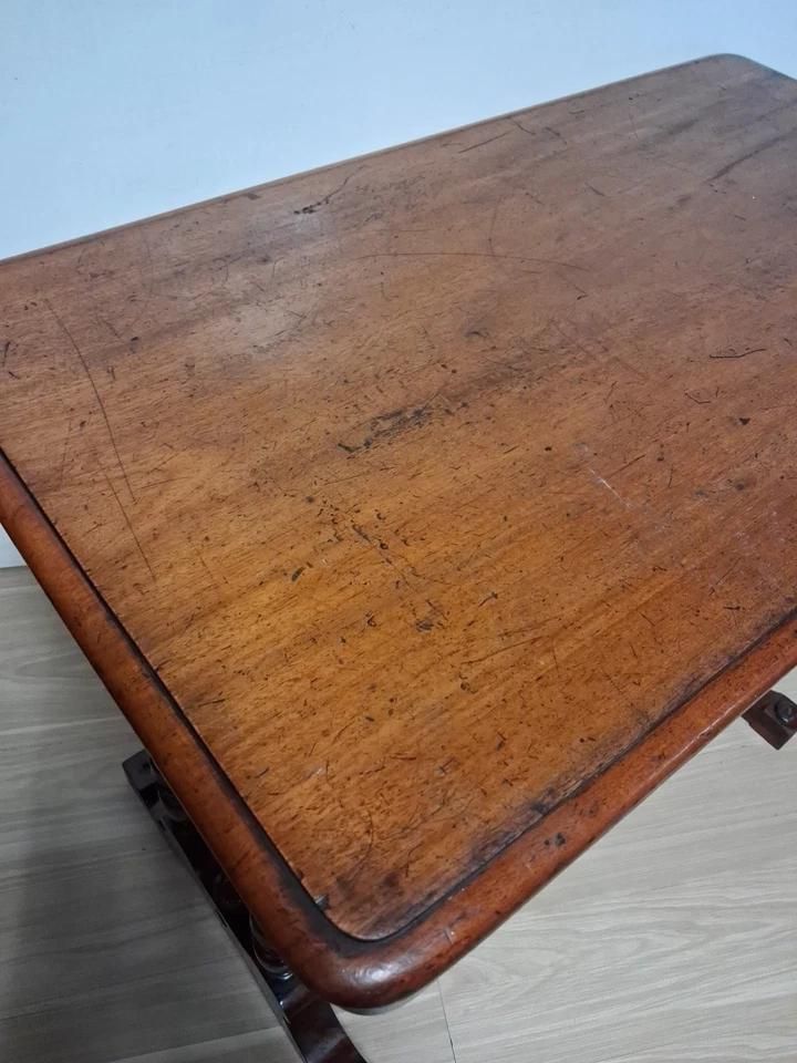 Antique Victorian Side Table Stretcher Table Full Of Patina photo vintage