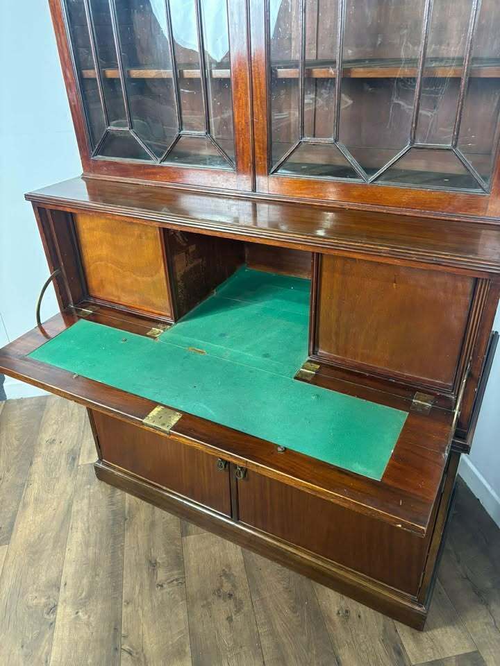 photo for sale 19th Century Mahogany Astral Glazed Secretaire Bookcase