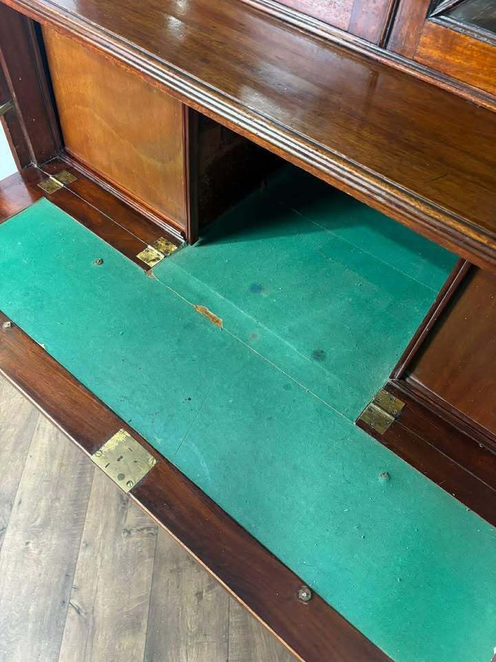 Furniture 19th Century Mahogany Astral Glazed Secretaire Bookcase photo
