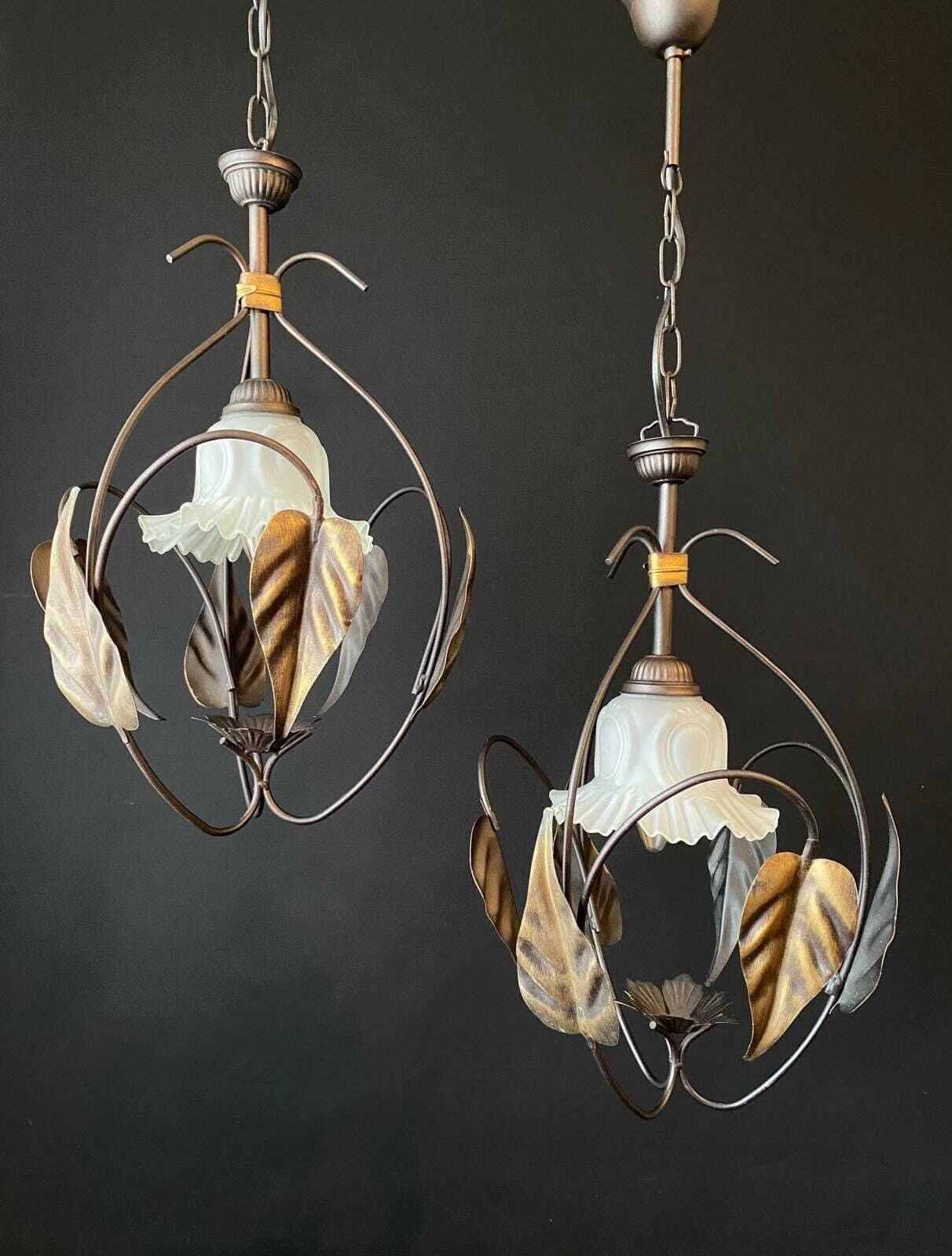 Duty Free For USA. Pair Of Vintage Chandeliers With Leaves photo furniture