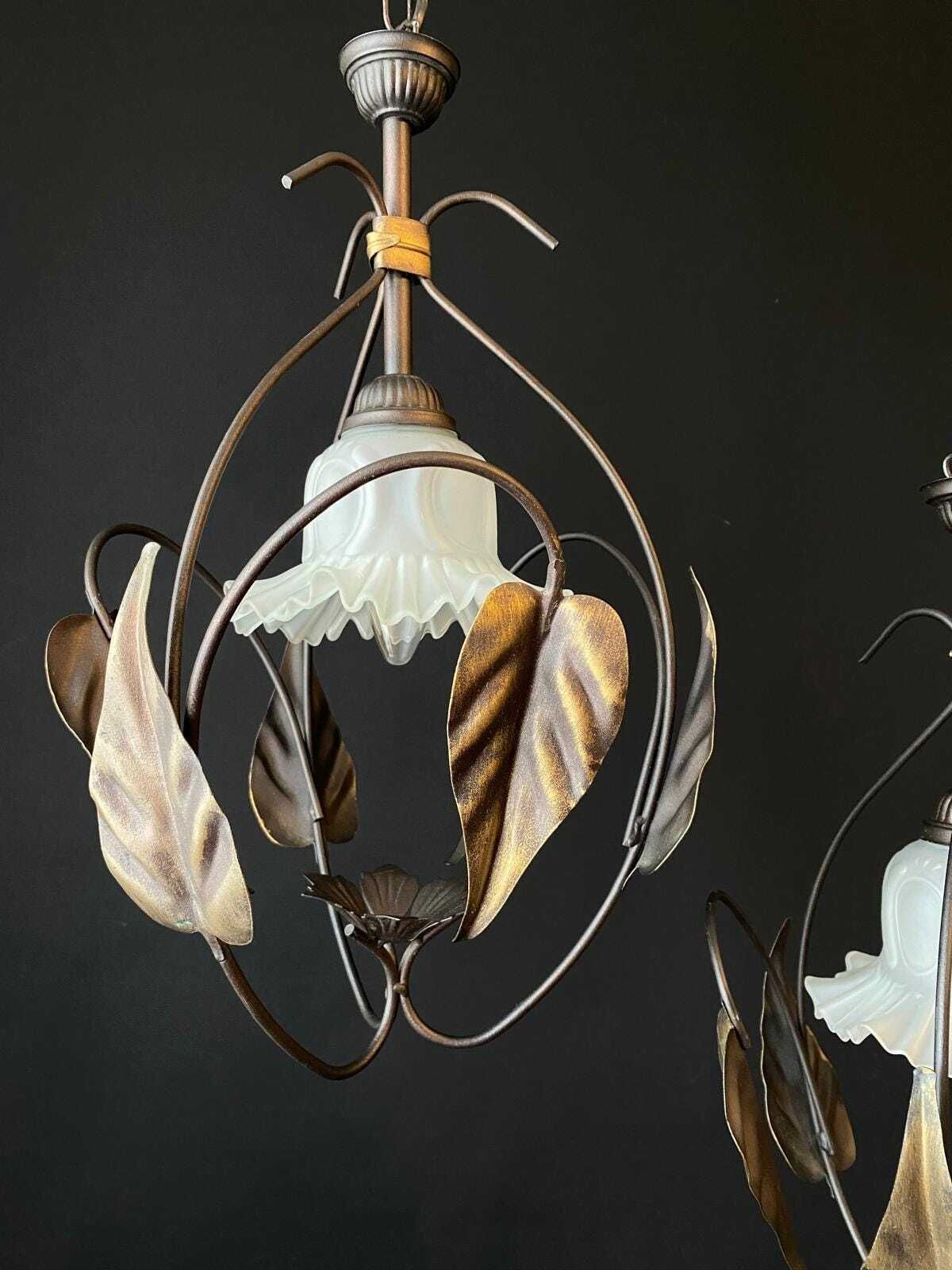 Duty Free For USA. Pair Of Vintage Chandeliers With Leaves photo 400.0