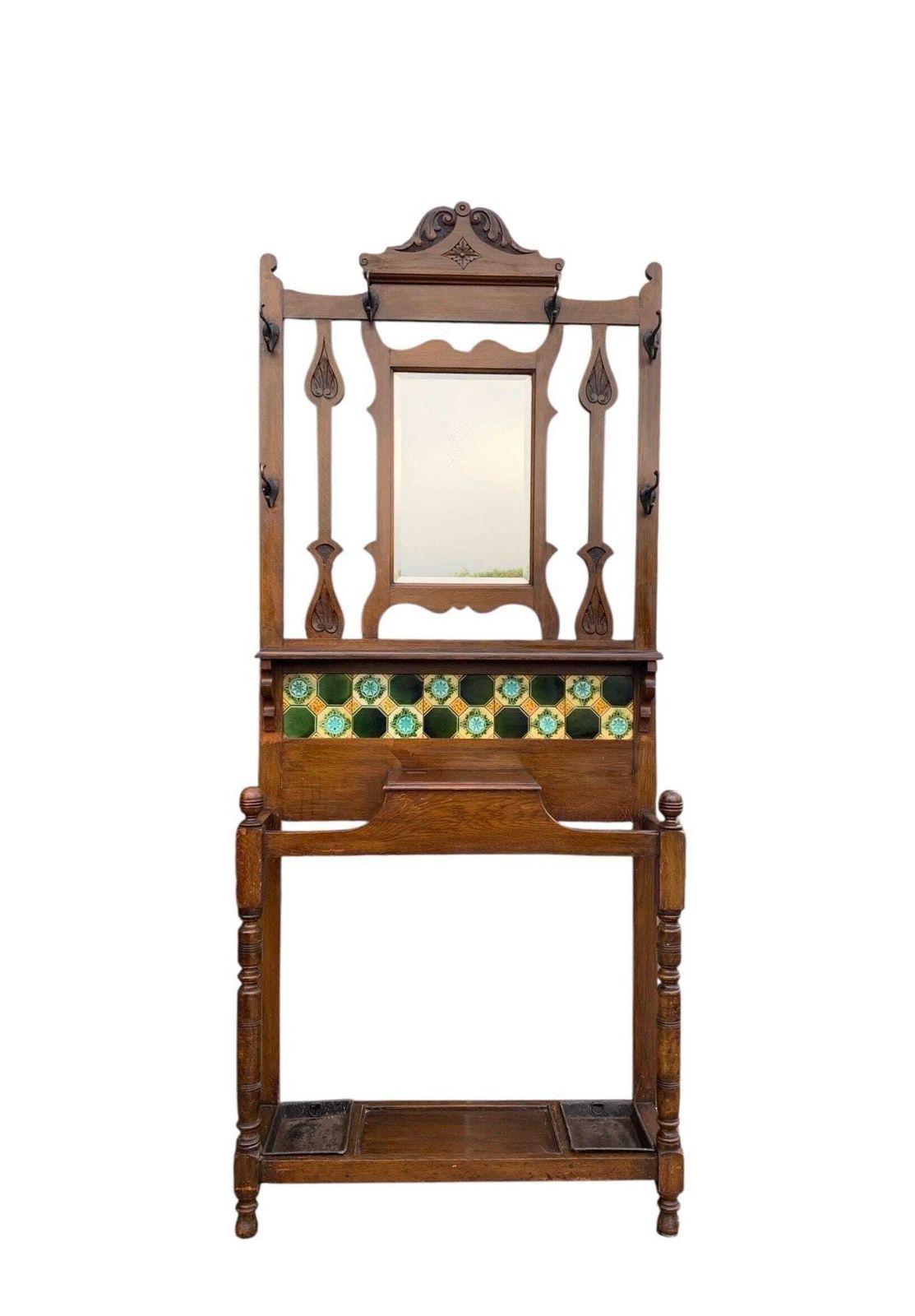 photo furniture Antique Oak Art Nouveau Coat Stand Hall Stand