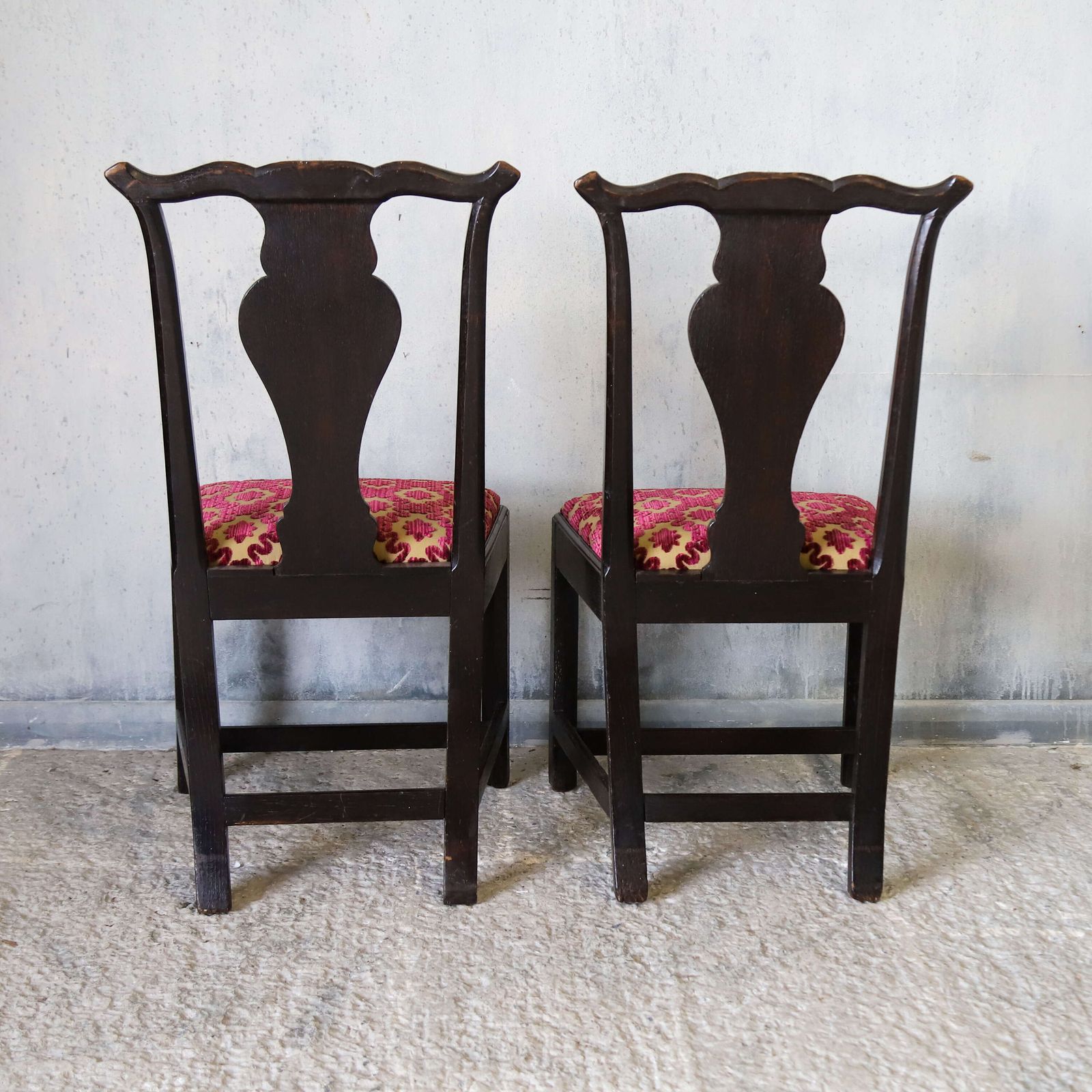 Scottish Carved Oak Side Chairs Upholstered In Zoffany Fabric 1780 1810 photo vintage