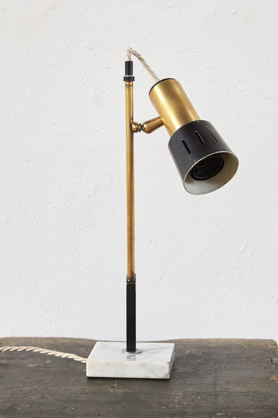 Black Metal And Brass Italian Desk Lamp With Marble Base, C1950 photo 774.0