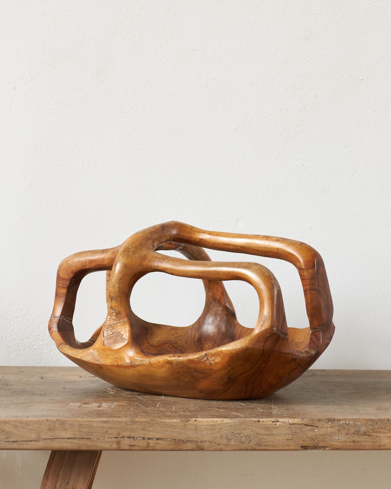 Sculptural Olive Root Wood Basket, France C1950 photo furniture