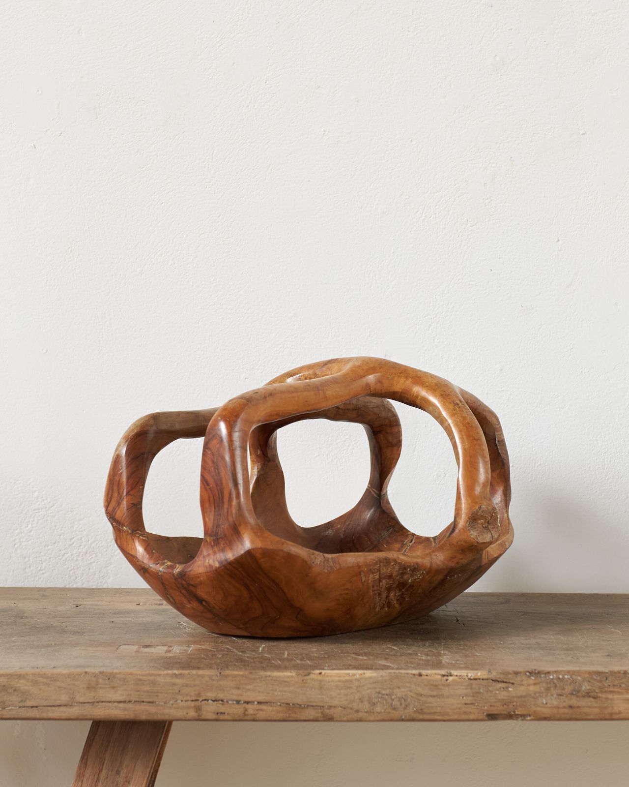 Sculptural Olive Root Wood Basket, France C1950 photo for sale