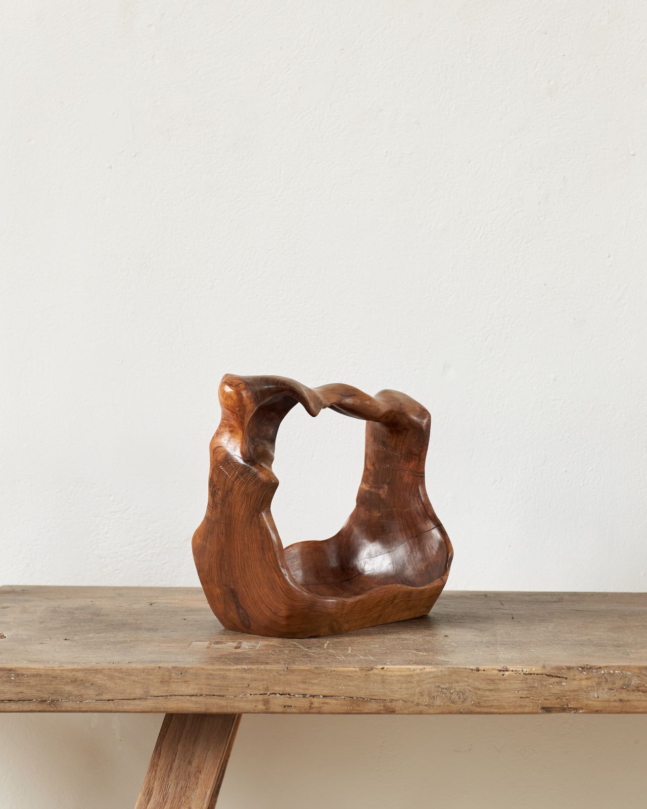 Home Decor Sculptural Olive Root Wood Basket, France C1950 photo