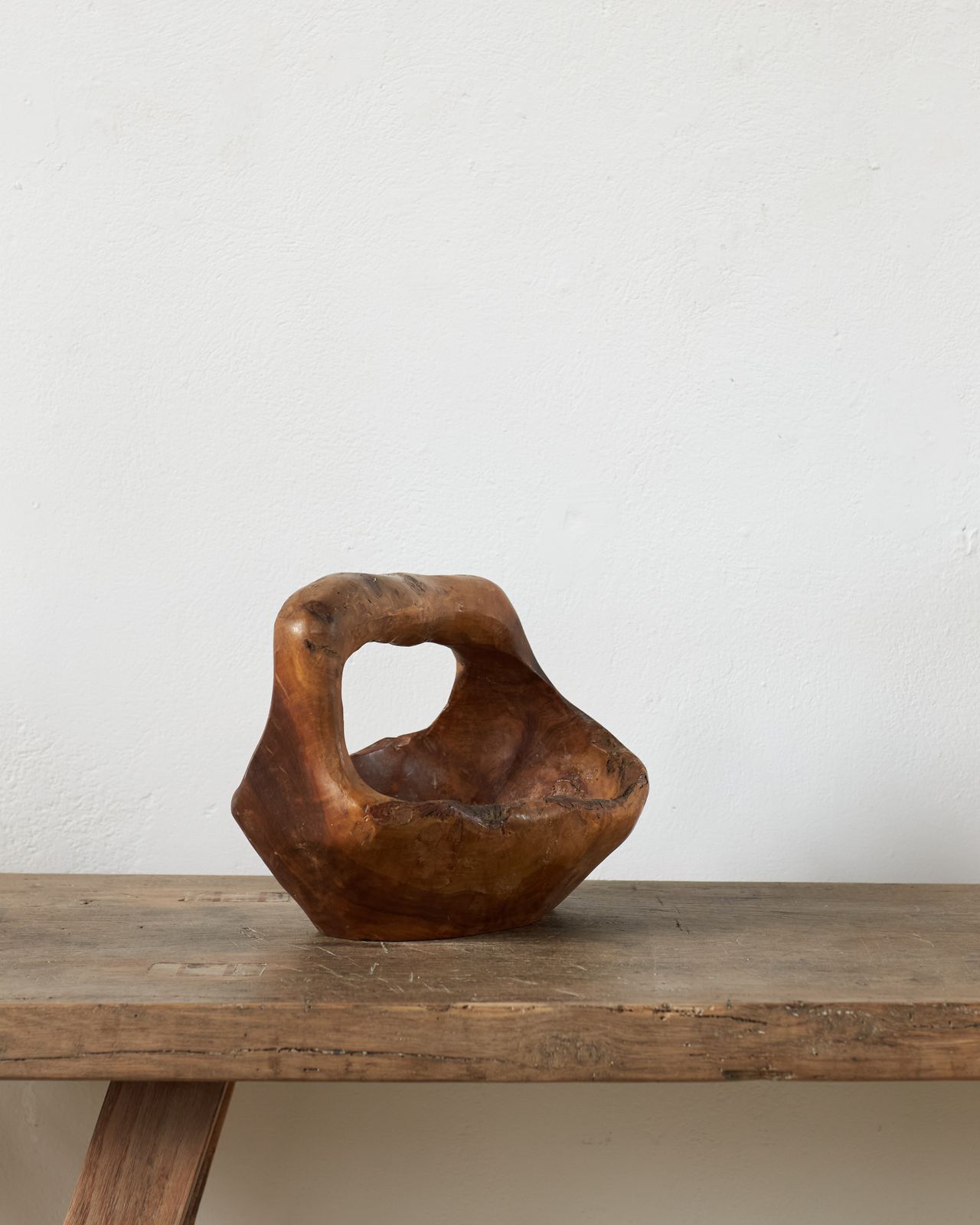 photo buy Sculptural Olive Root Wood Basket, France C1950