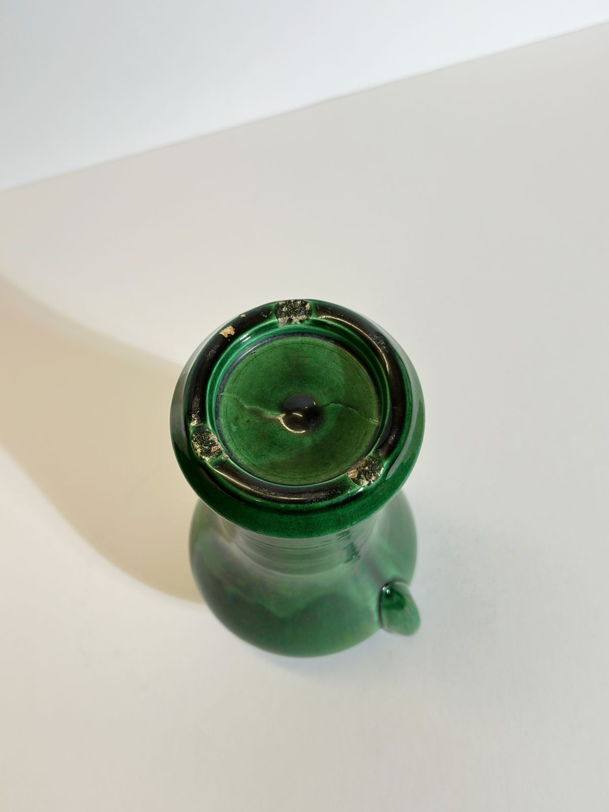 Green Glazed Art Nouveau Awaji Vase, Japanese Ceramic Plum Form photo buy