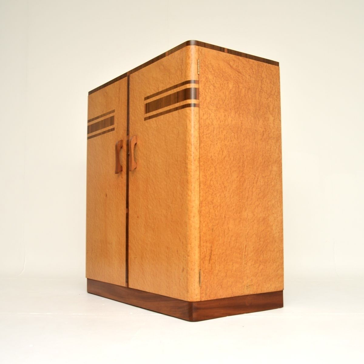 Furniture Art Deco Birds Eye Maple And Walnut Compactum Wardrobe photo