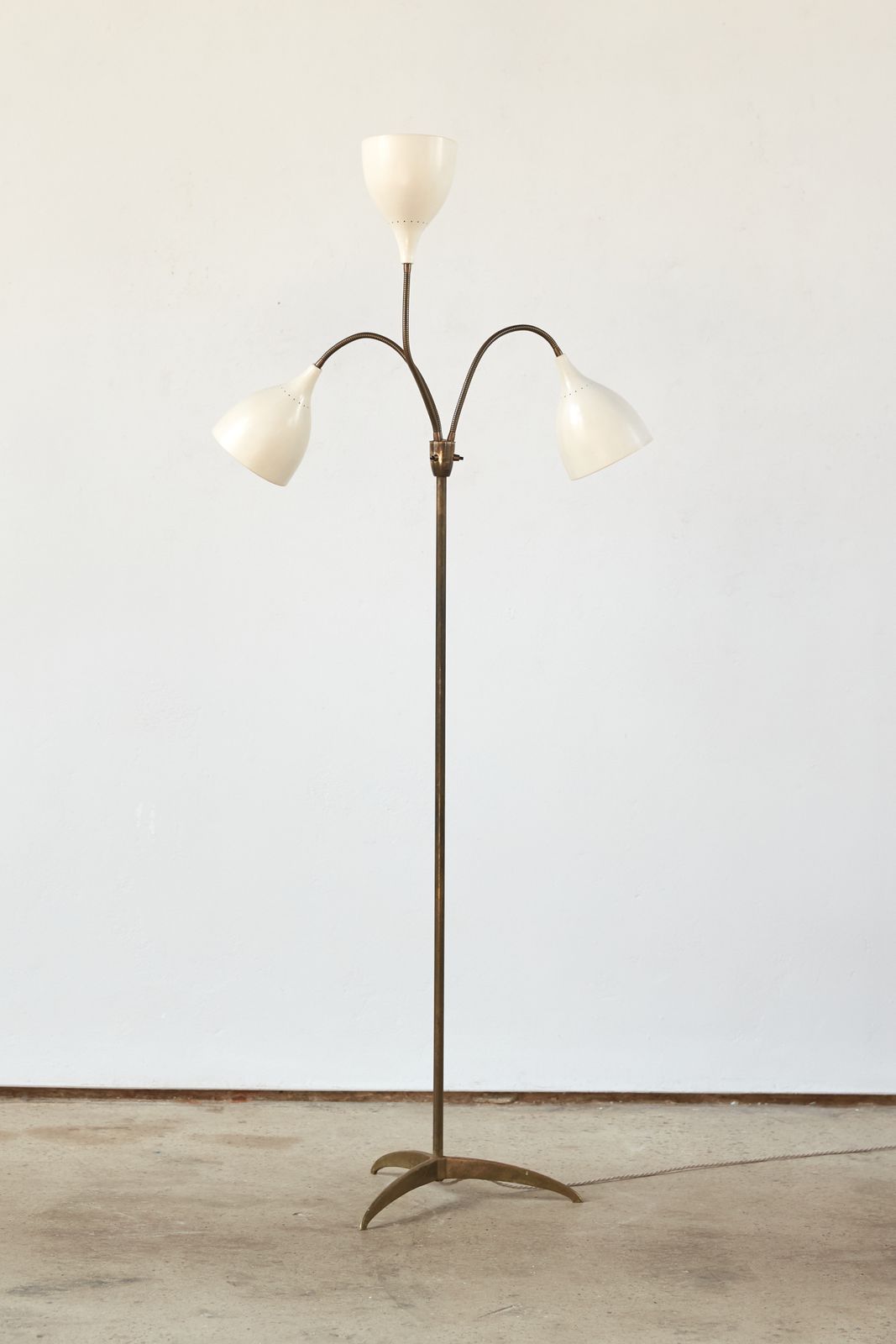 photo furniture Triple Shade 1950's Italian Brass And Aluminium Stilnovo Floor Light