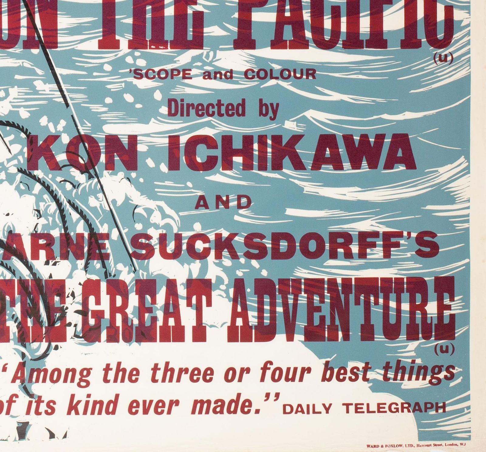 Alone On The Pacific 1967 Academy Cinema London Uk Quad Film Poster, Strausfeld. photo vintage